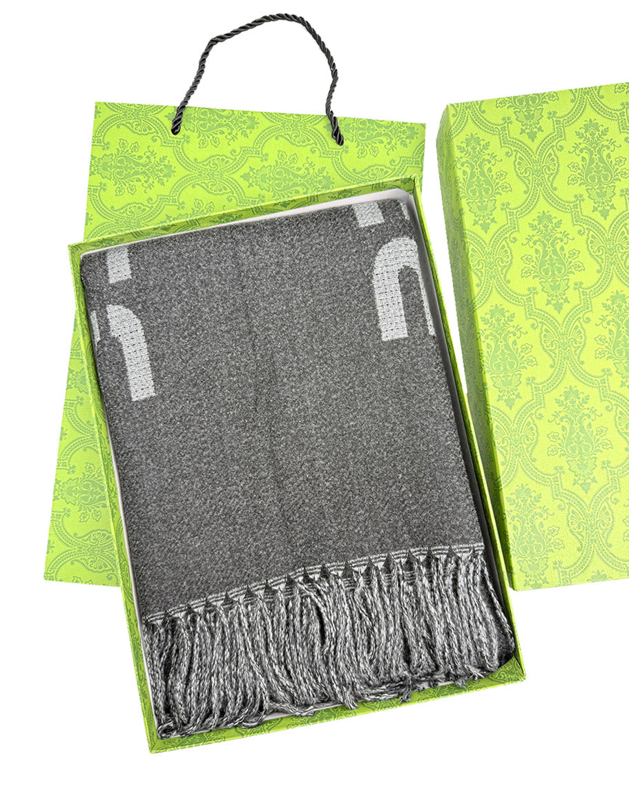 SF25130-198 Soft Monogram Printing Scarf with Tassels