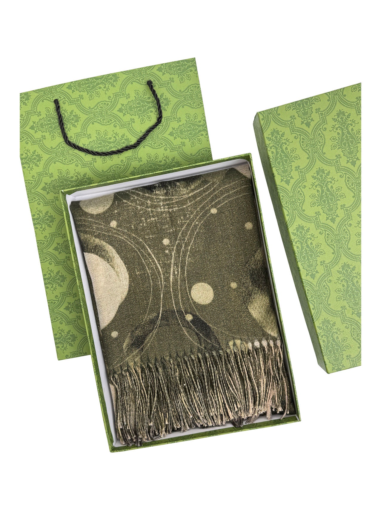 SF25150-183 Galaxies and Orbits Printing Scarf with Tassels