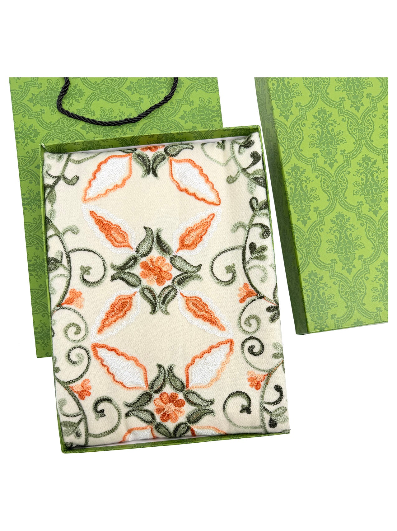 SF25185-228 Floral Pattern Embroidered Scarf with Tassels