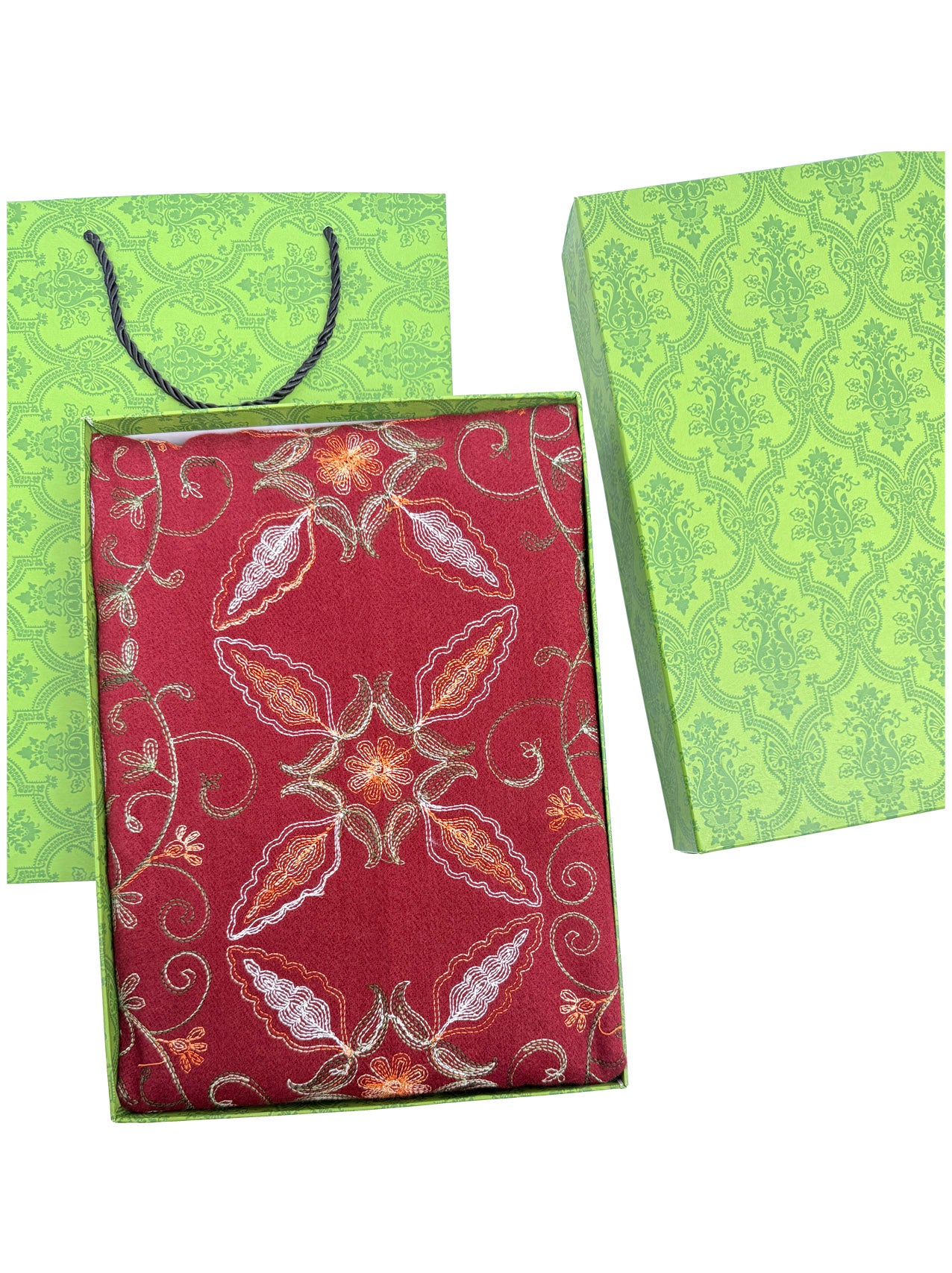 SF25185-228 Floral Pattern Embroidered Scarf with Tassels