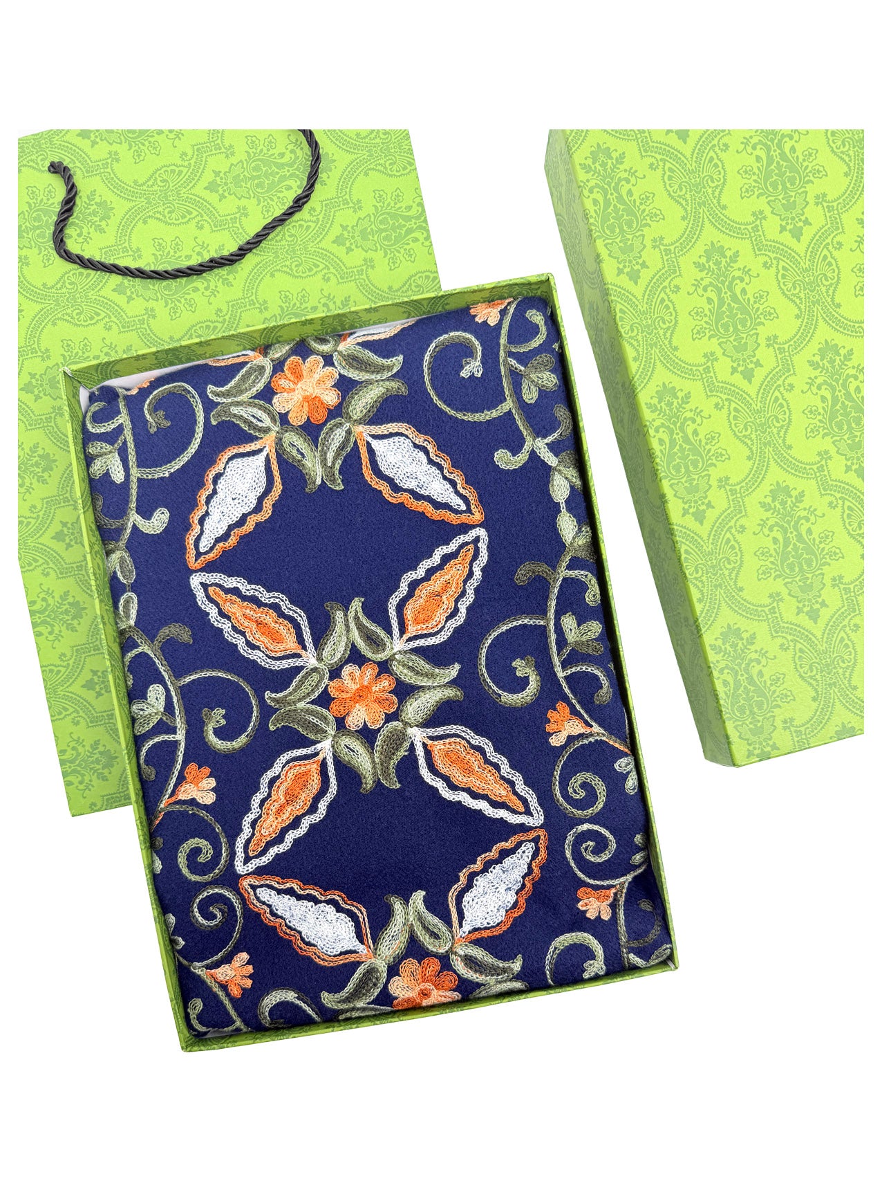 SF25185-228 Floral Pattern Embroidered Scarf with Tassels