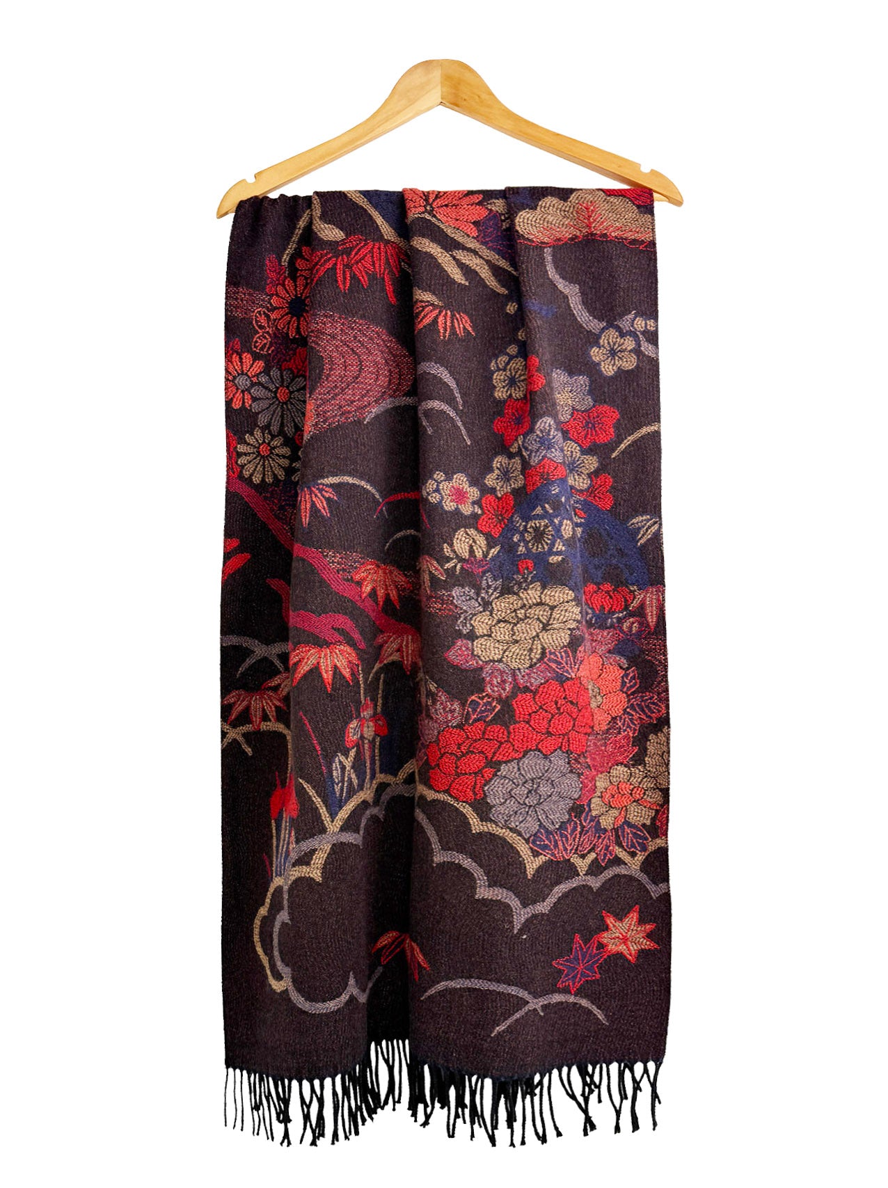 SF25190-222 Galaxy of Flowers Printing Scarf with Tassels