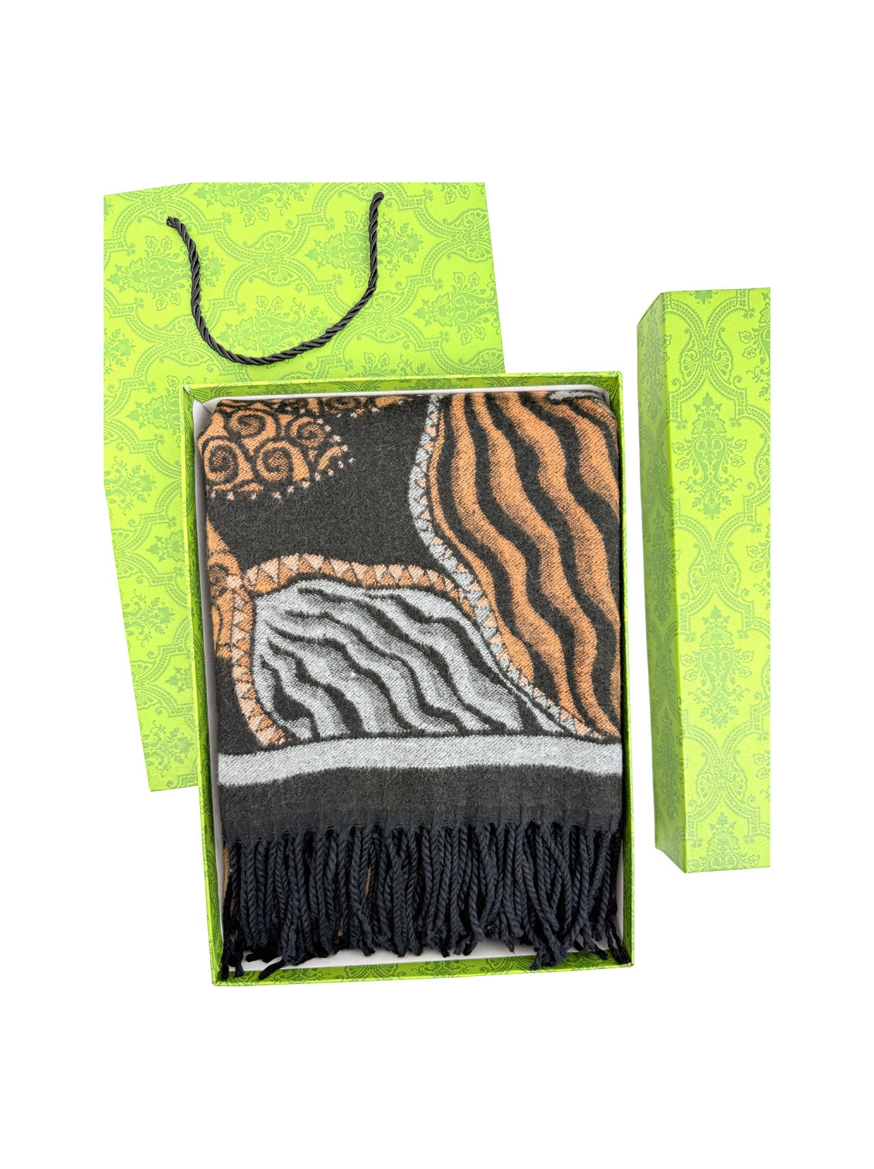 SF25190-248 Assorted Leaves Printing Scarf with Tassels