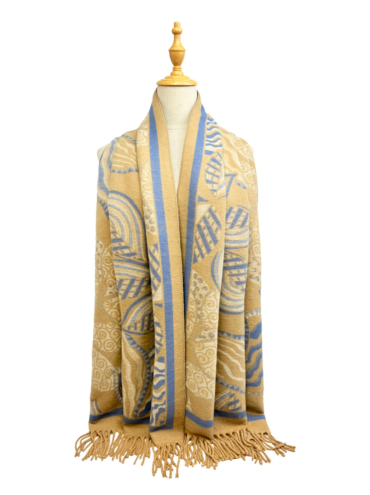 SF25190-248 Assorted Leaves Printing Scarf with Tassels