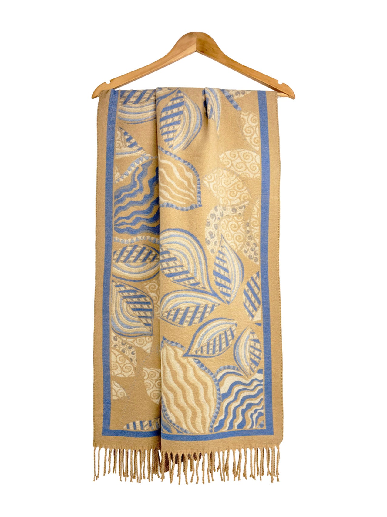 SF25190-248 Assorted Leaves Printing Scarf with Tassels