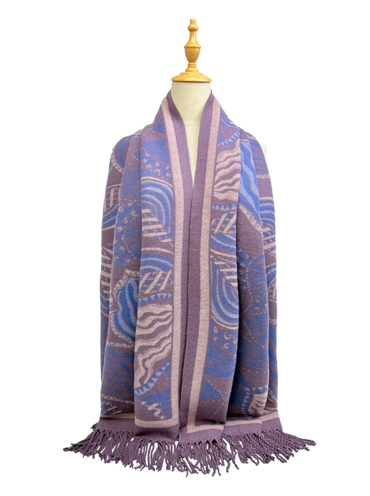 SF25190-248 Assorted Leaves Printing Scarf with Tassels