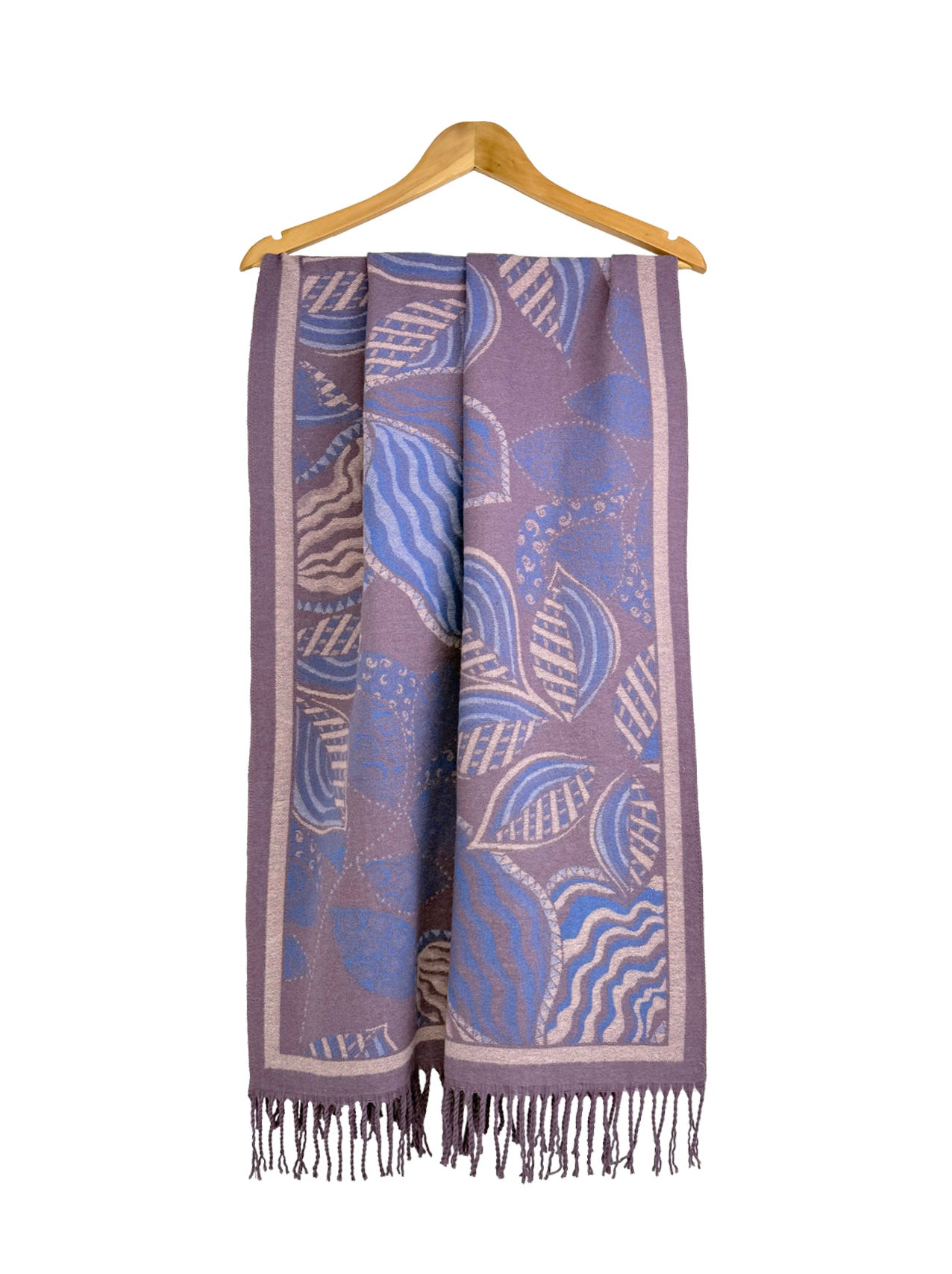SF25190-248 Assorted Leaves Printing Scarf with Tassels
