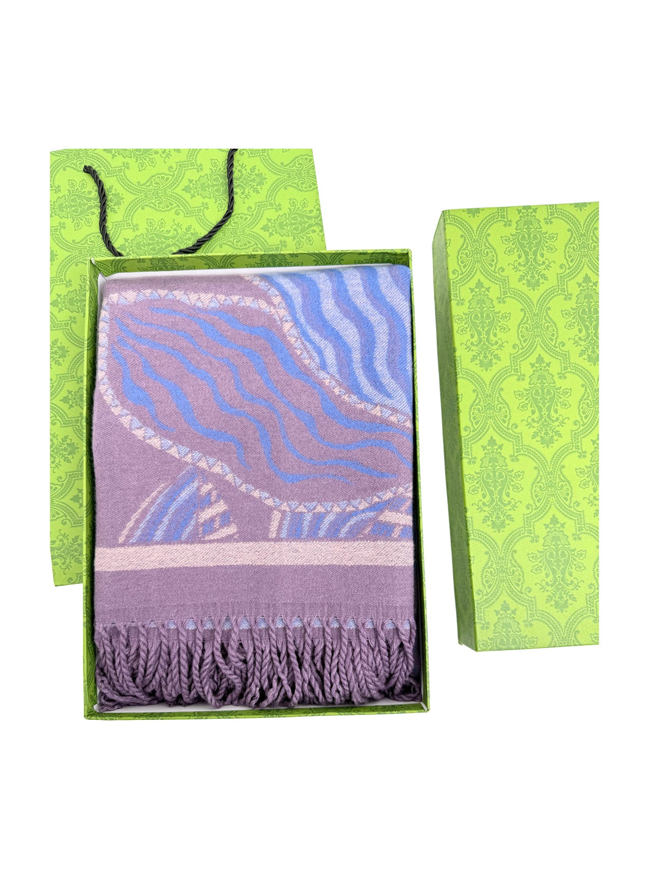 SF25190-248 Assorted Leaves Printing Scarf with Tassels