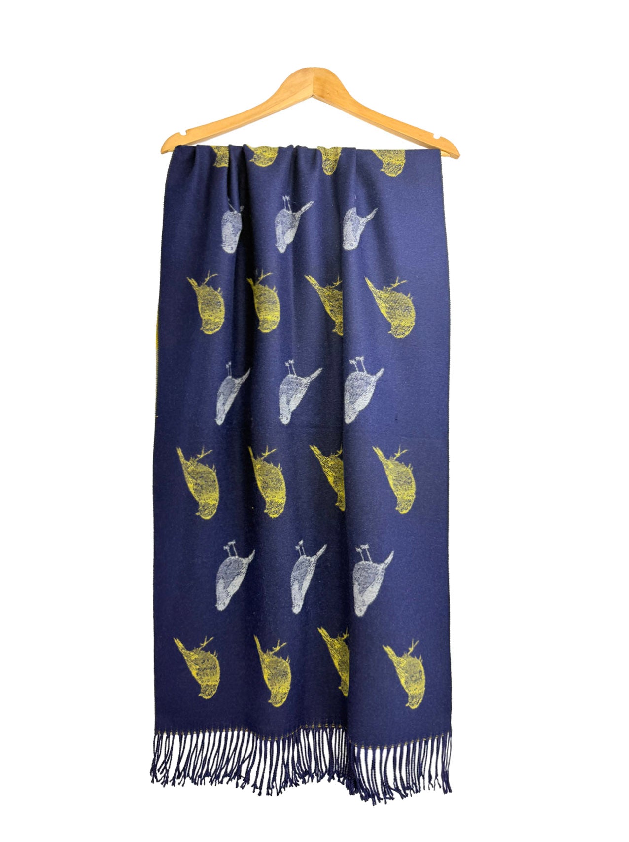 SF25190-250 Robin Bird Printing Reversible Scarf with Tassels
