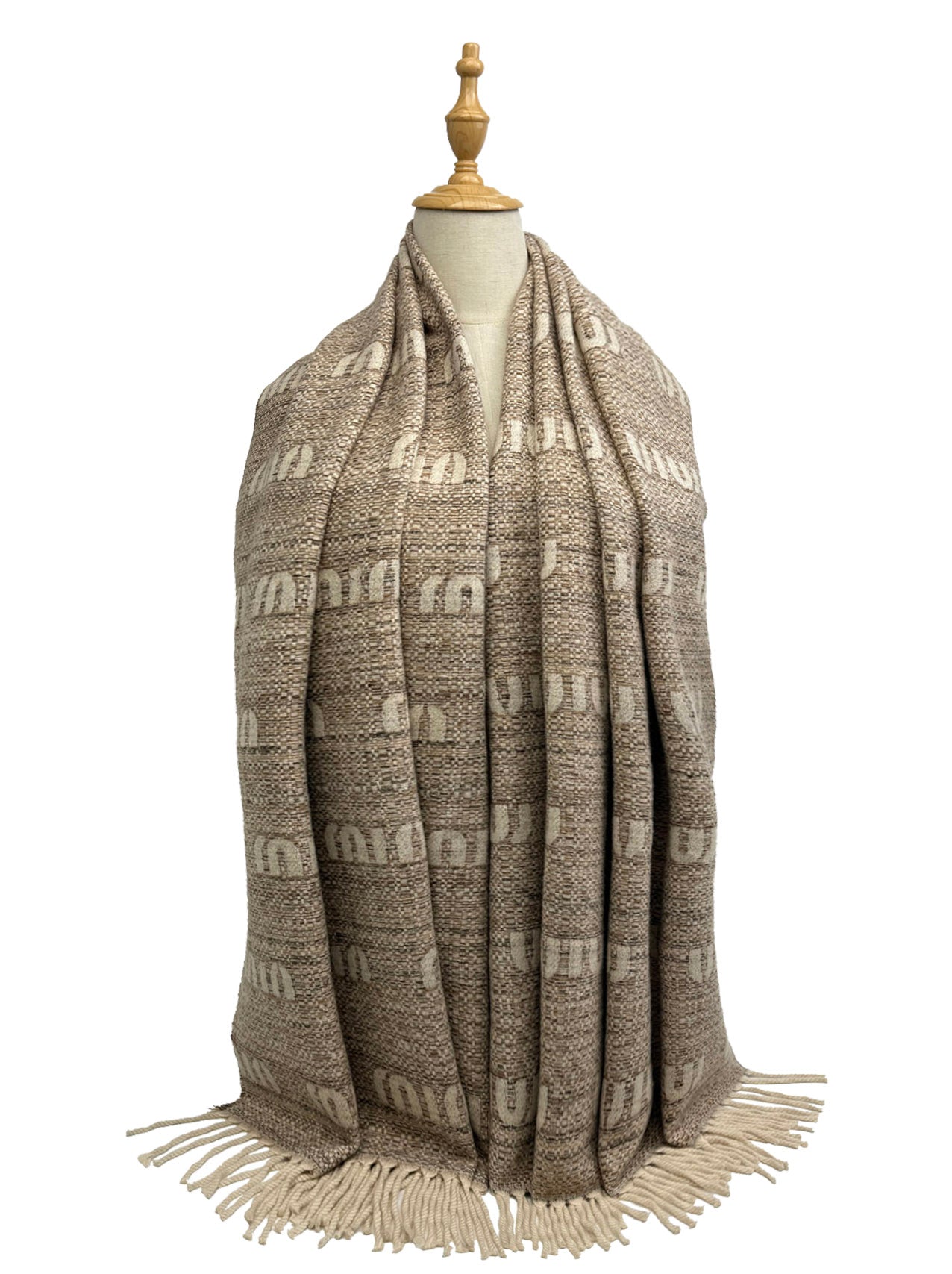 SF25195-237 Soft Elegant Wool Mix Scarf with Tassels