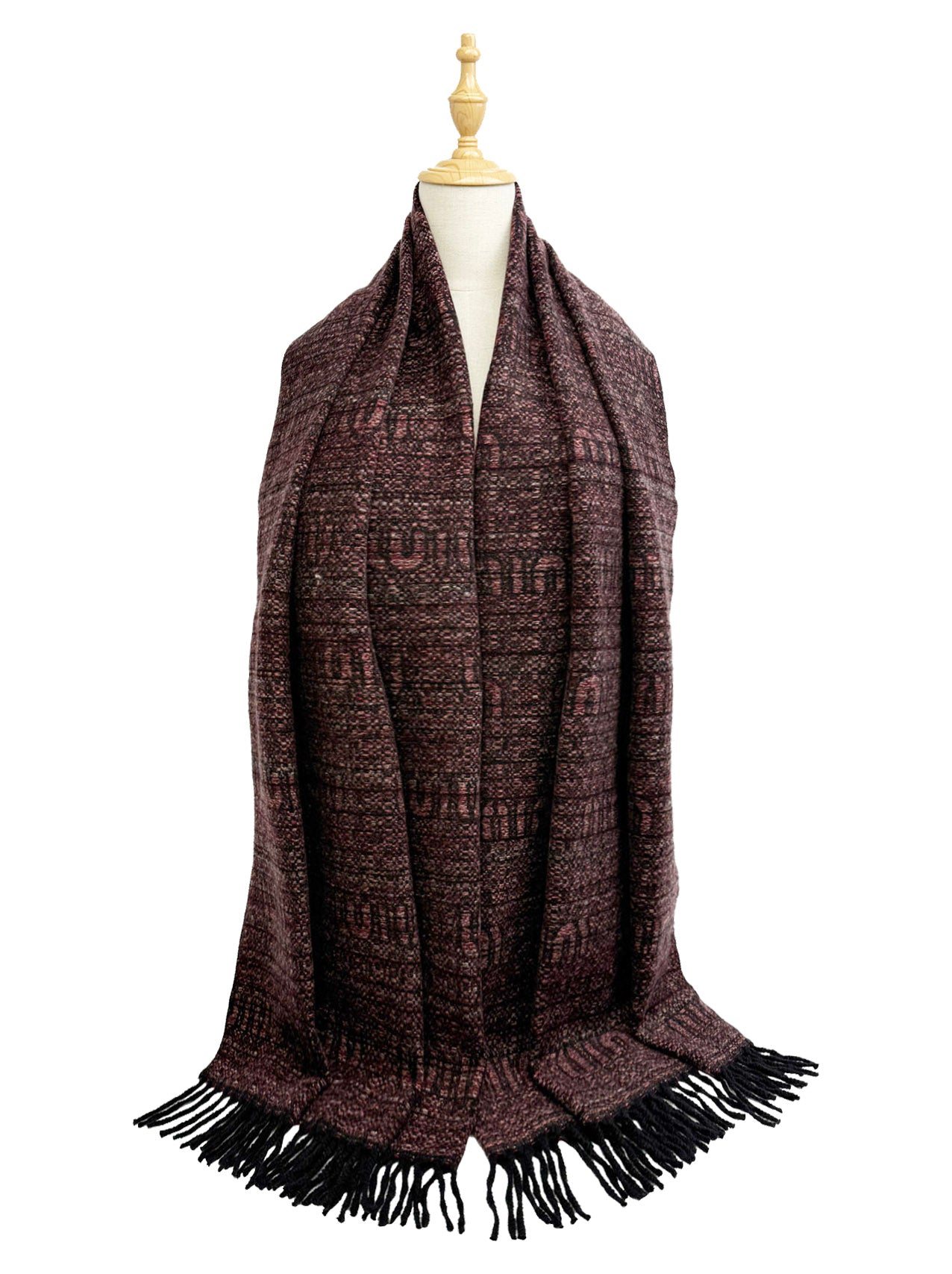 SF25195-237 Soft Elegant Wool Mix Scarf with Tassels