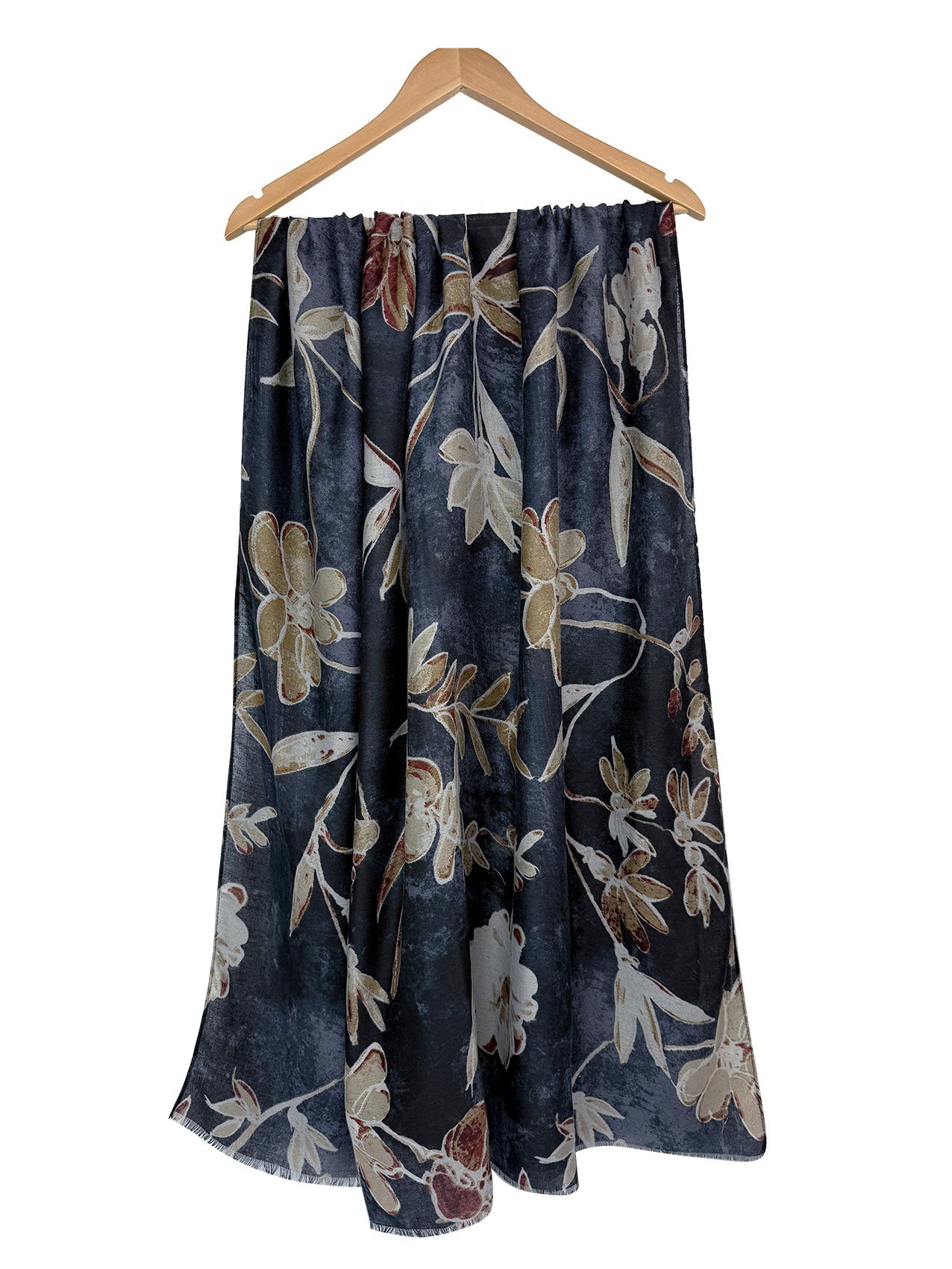 SF26090-424 Vintage Flower and Leaves Print Scarf