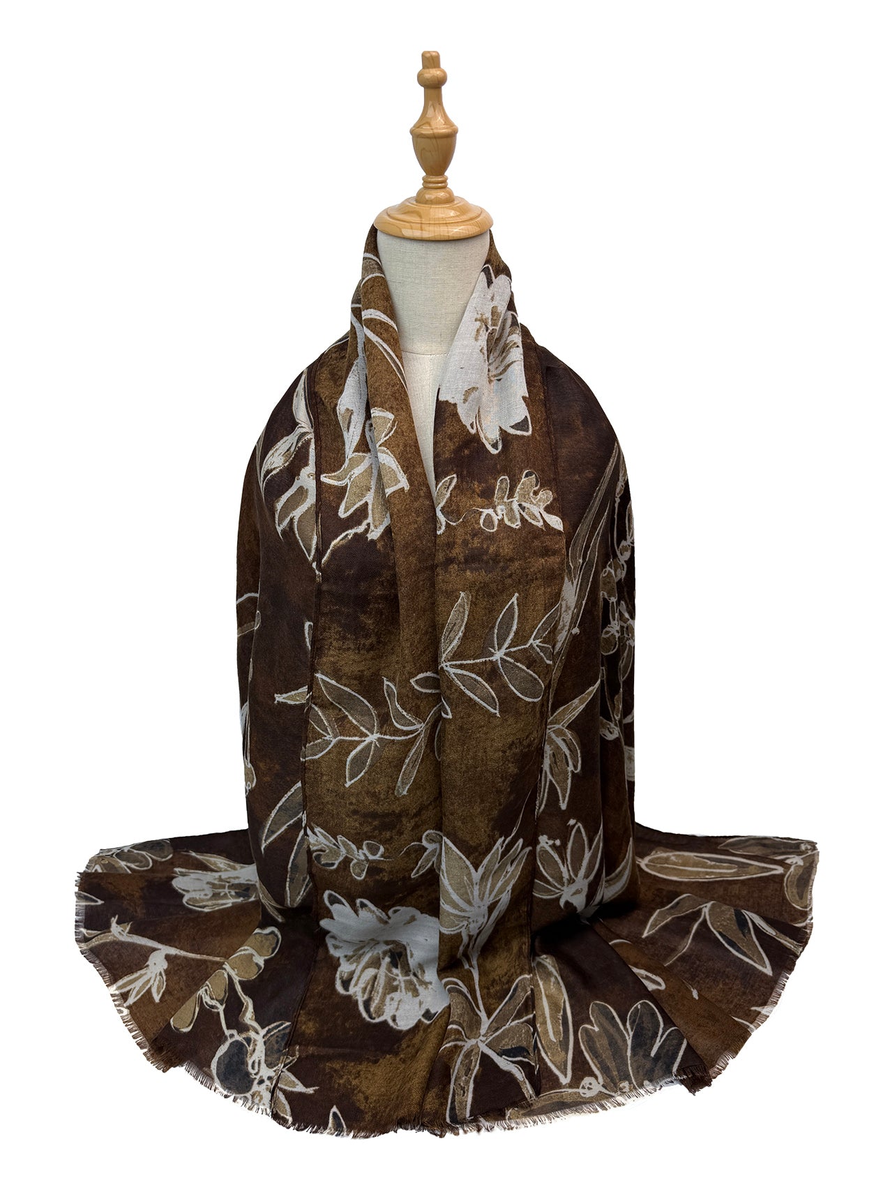 SF26090-424 Vintage Flower and Leaves Print Scarf