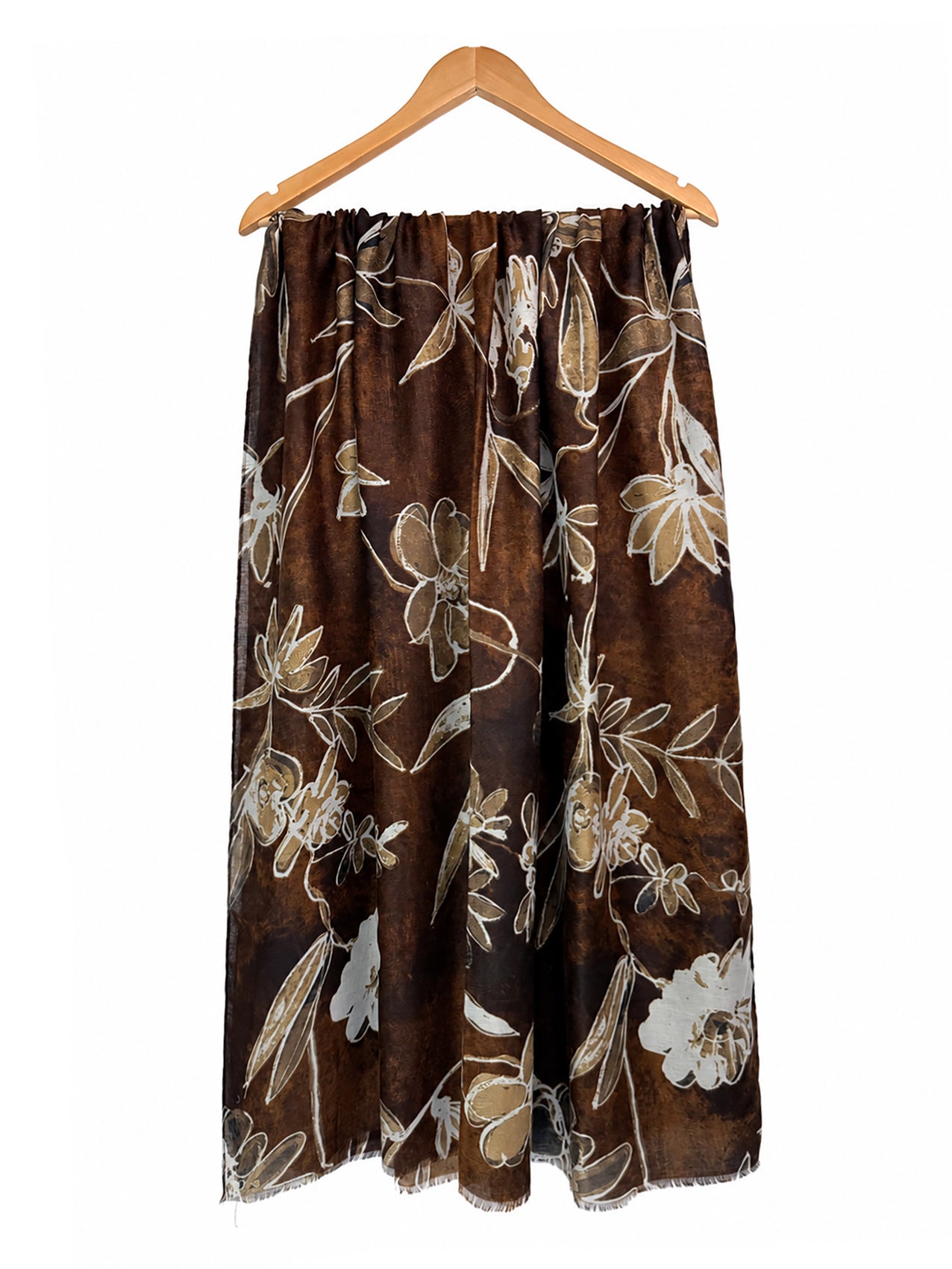 SF26090-424 Vintage Flower and Leaves Print Scarf