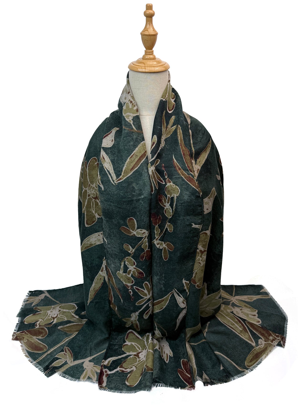 SF26090-424 Vintage Flower and Leaves Print Scarf