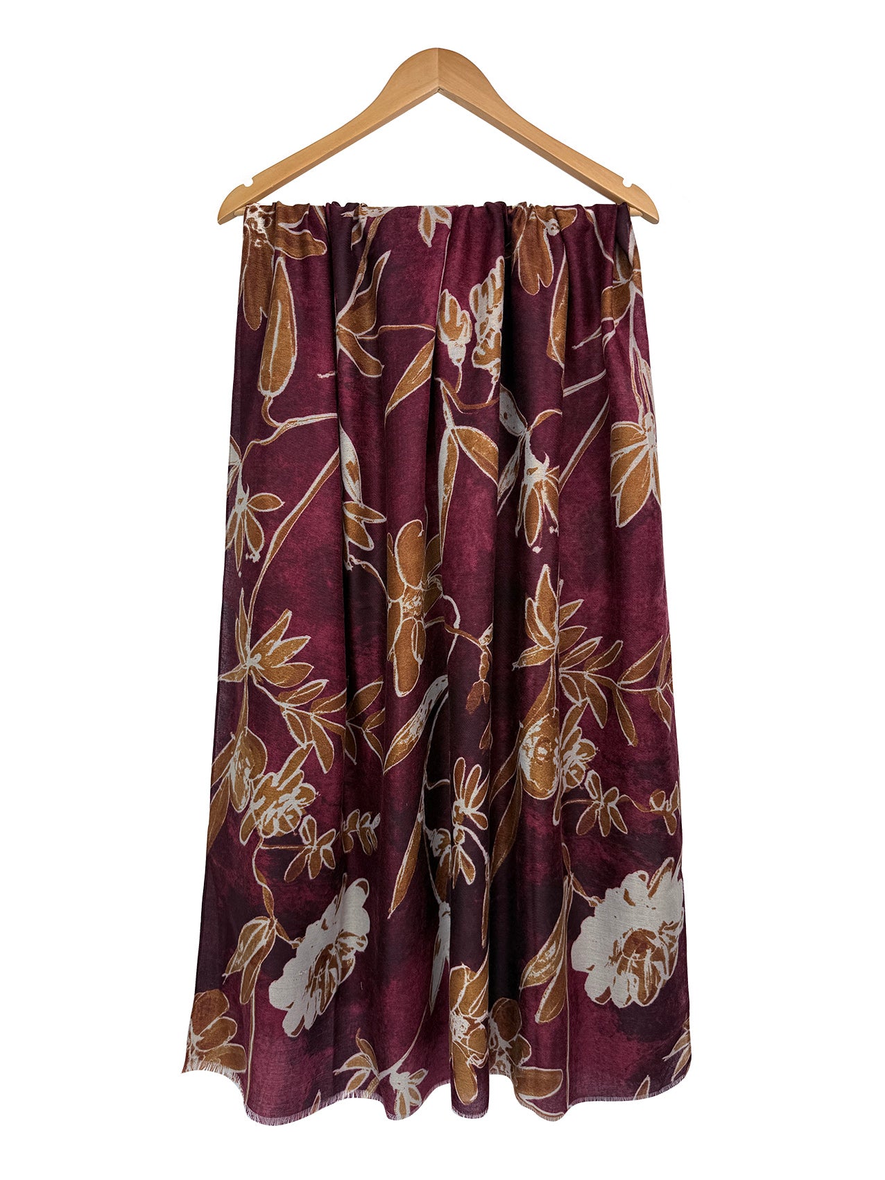 SF26090-424 Vintage Flower and Leaves Print Scarf