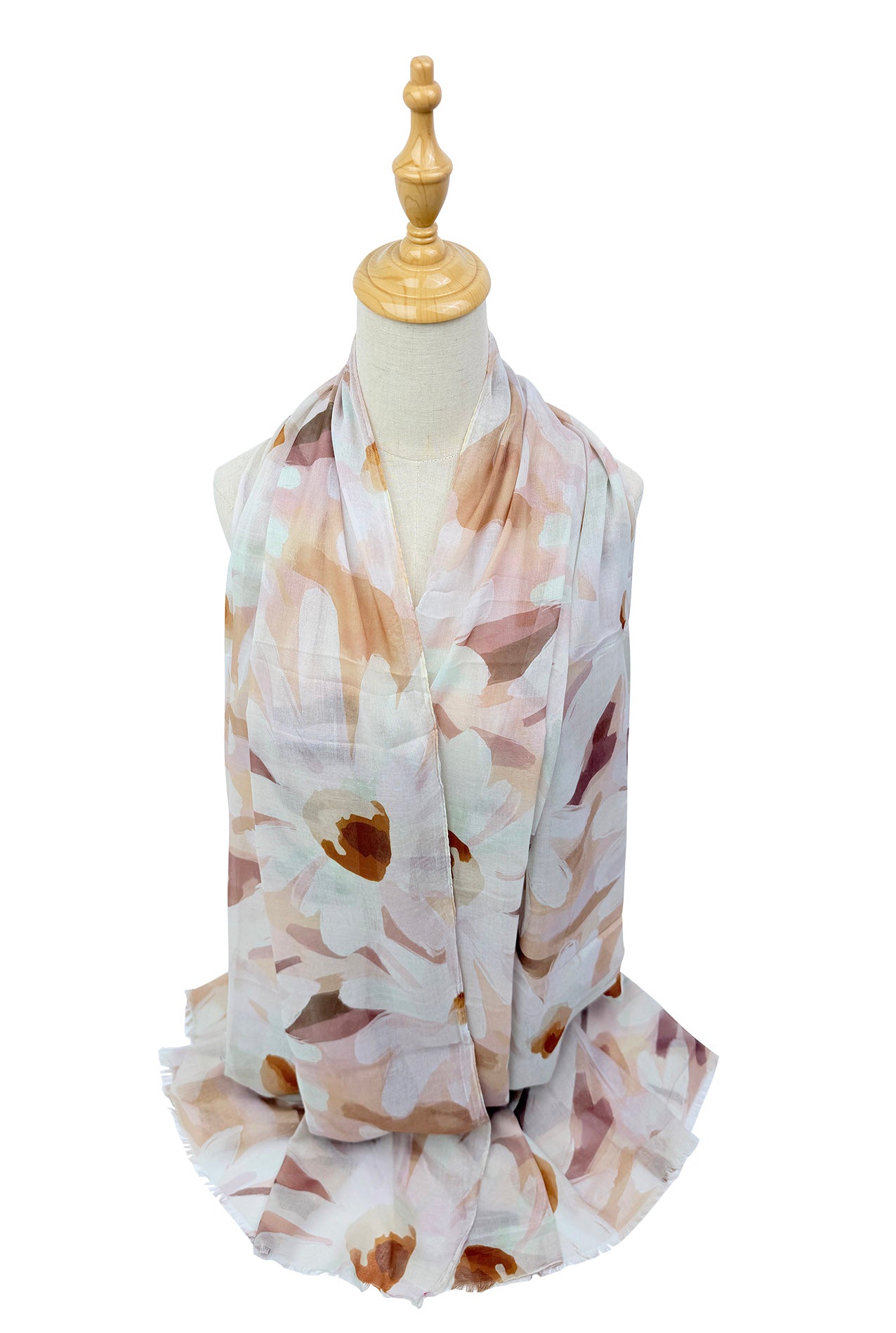 SF26105-368 Daisy Print Cotton Blend Scarf