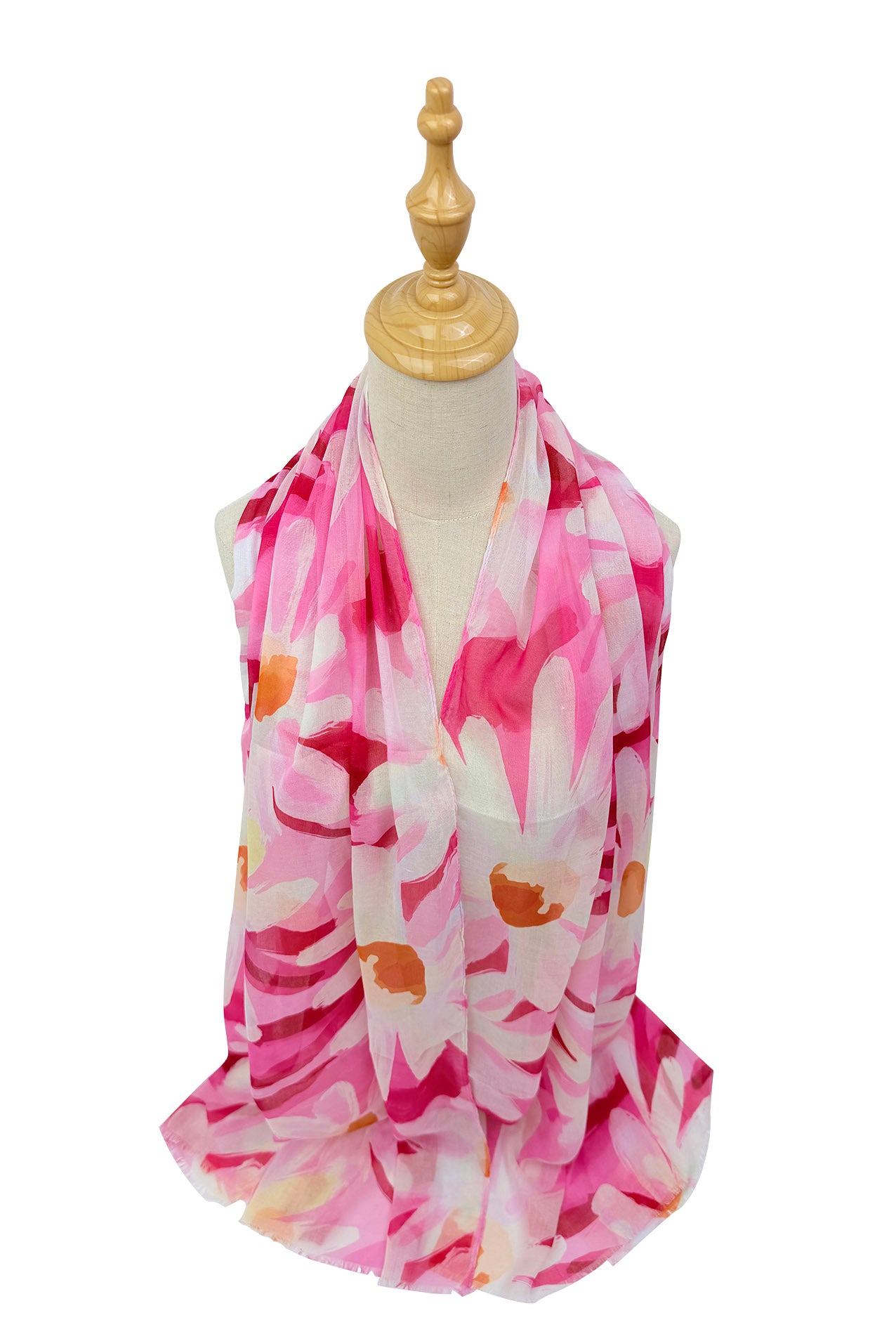 SF26105-368 Daisy Print Cotton Blend Scarf