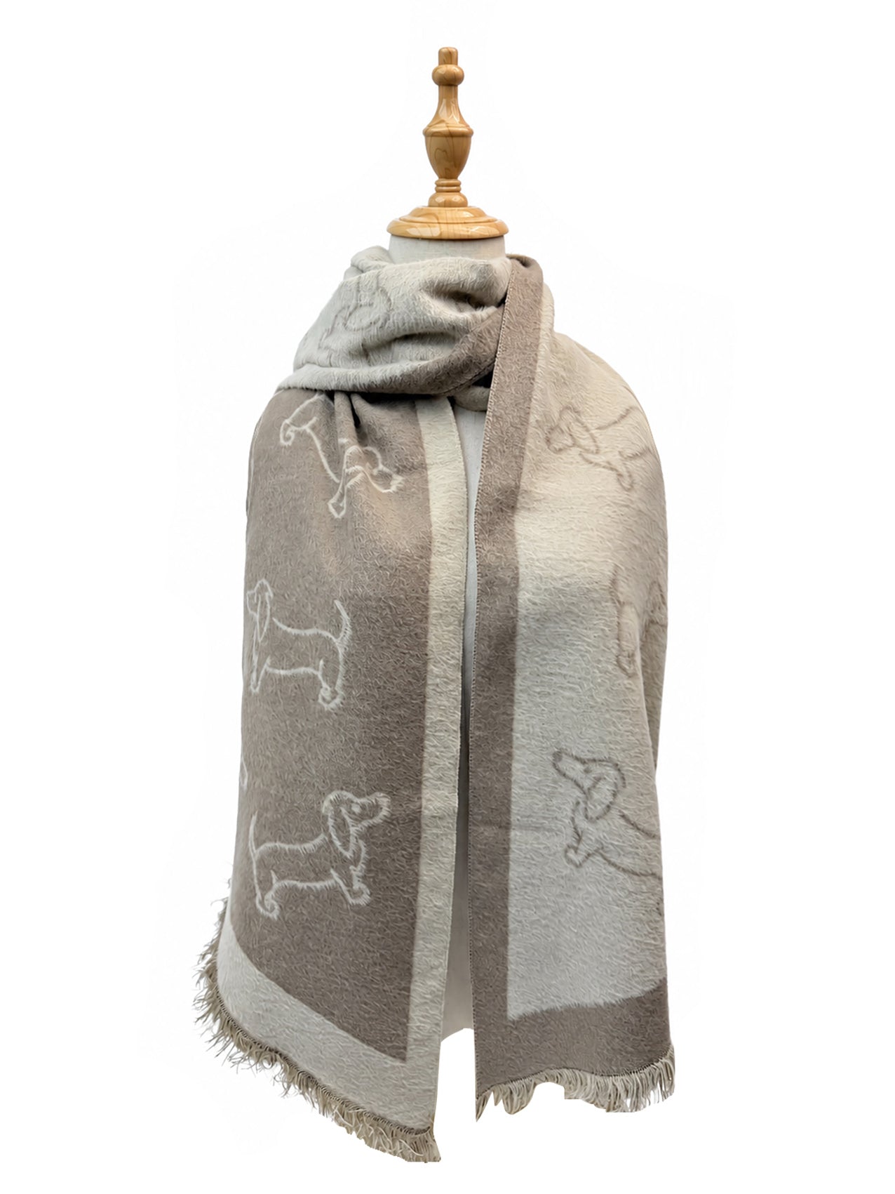 SF26115-431 Dogs Print Triangle Cut Scarf
