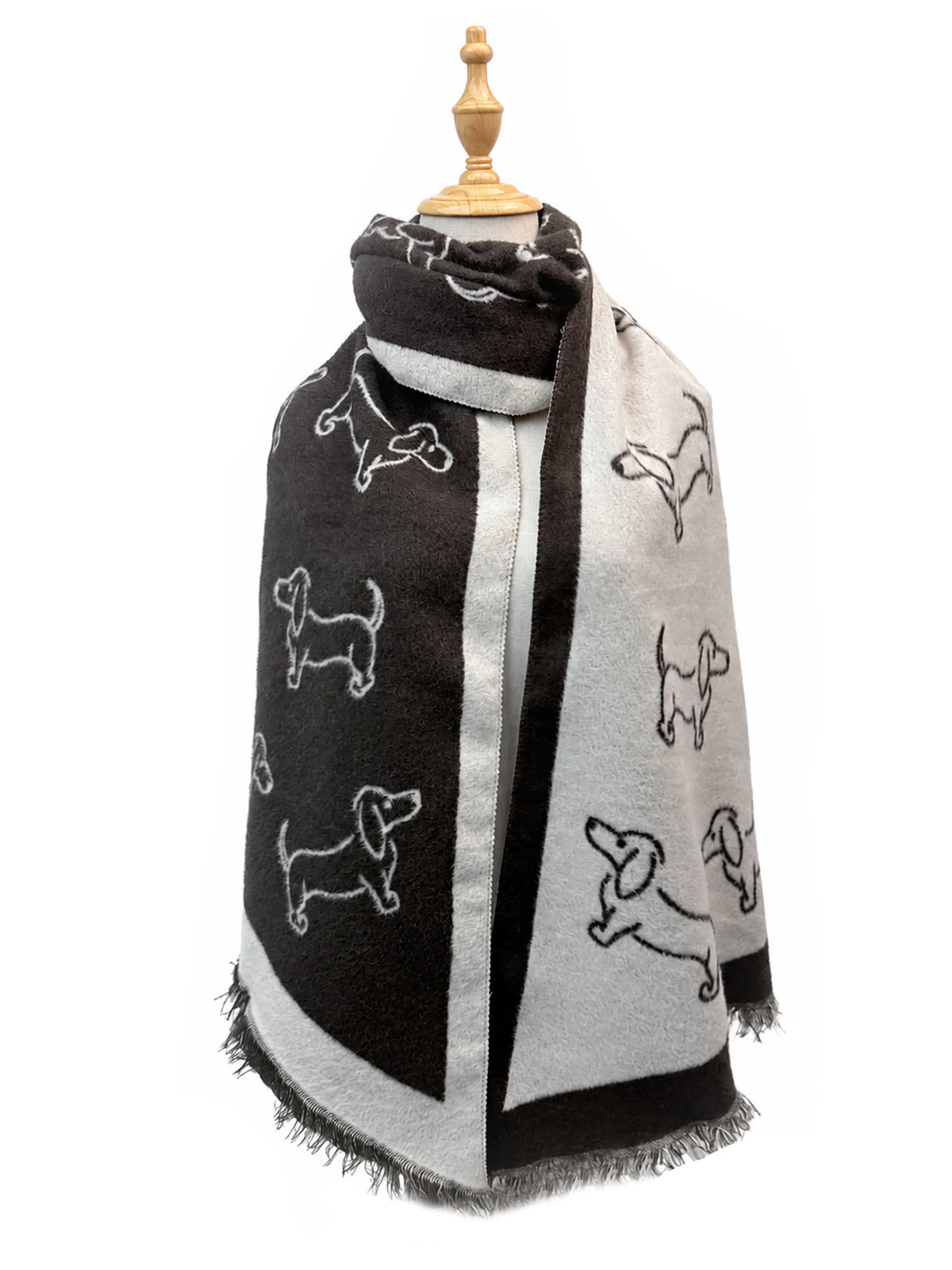 SF26115-431 Dogs Print Triangle Cut Scarf