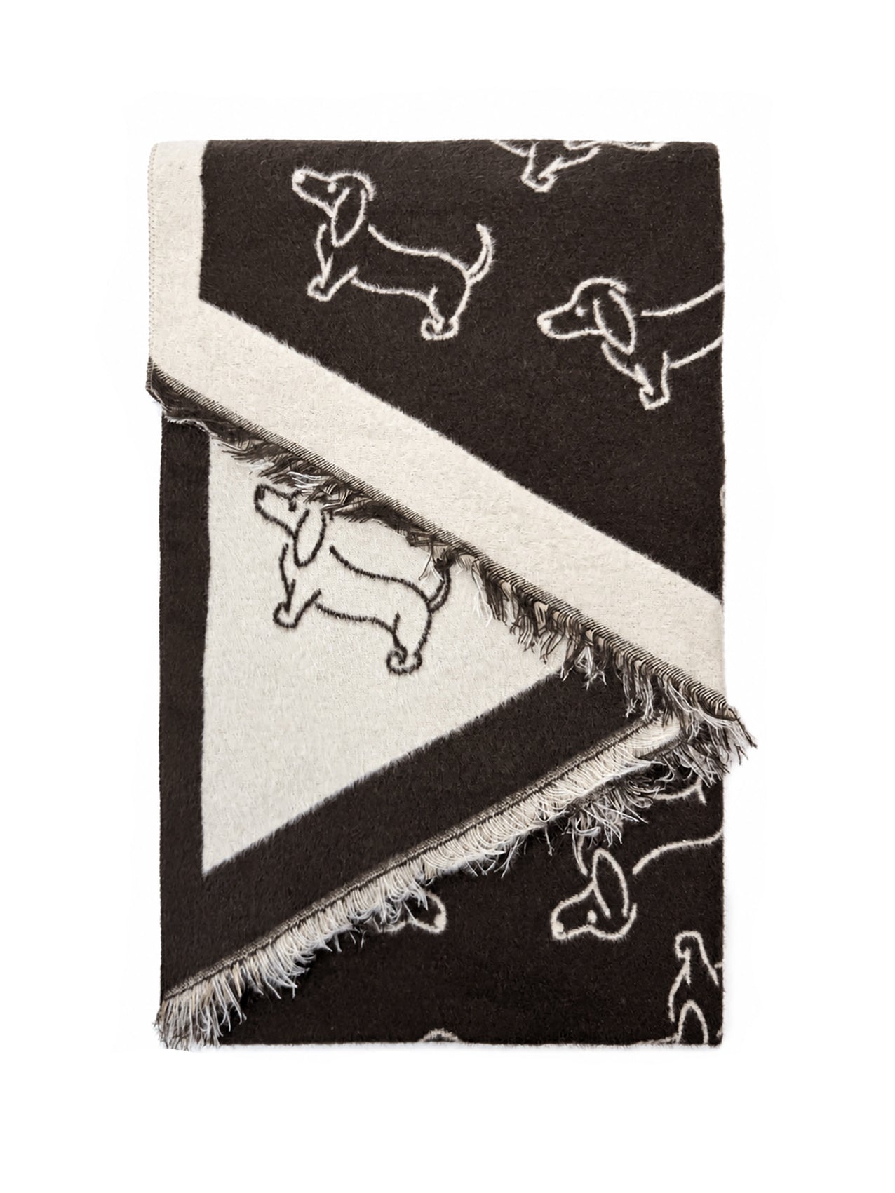 SF26115-431 Dogs Print Triangle Cut Scarf