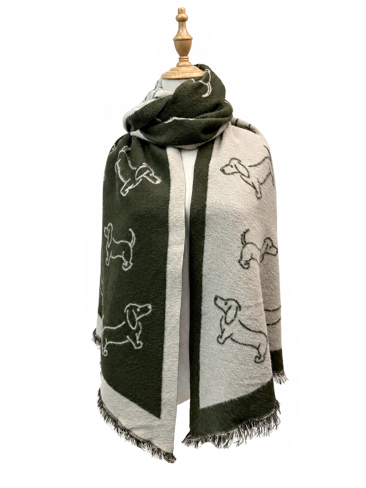 SF26115-431 Dogs Print Triangle Cut Scarf