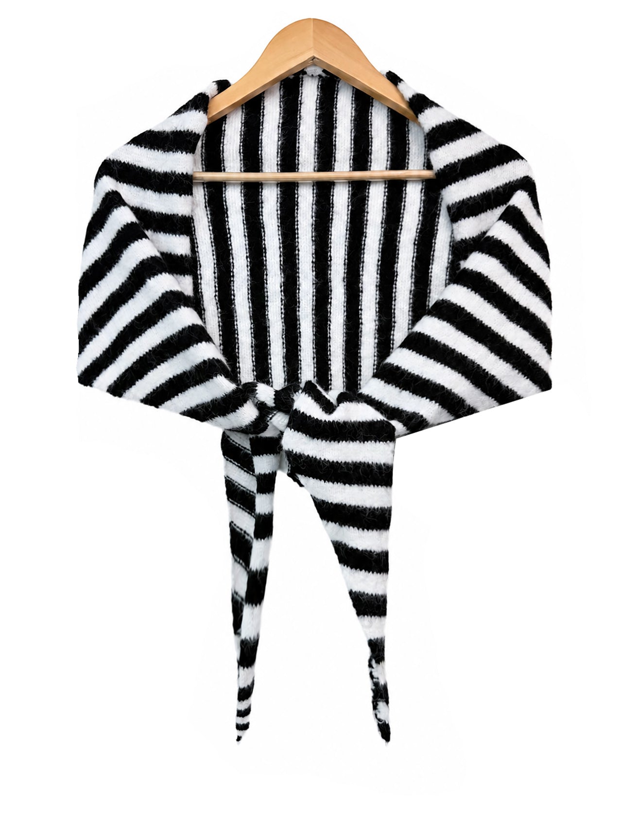 SF26120-380 Soft Stripes Print Knit Triangle Scarf