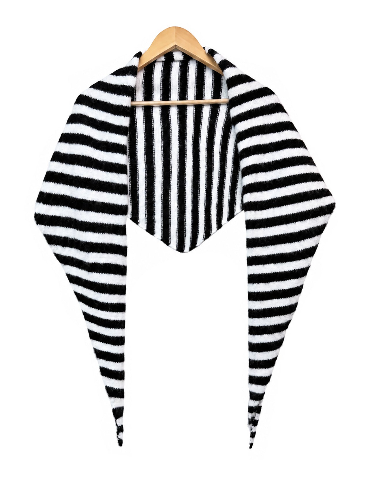 SF26120-380 Soft Stripes Print Knit Triangle Scarf