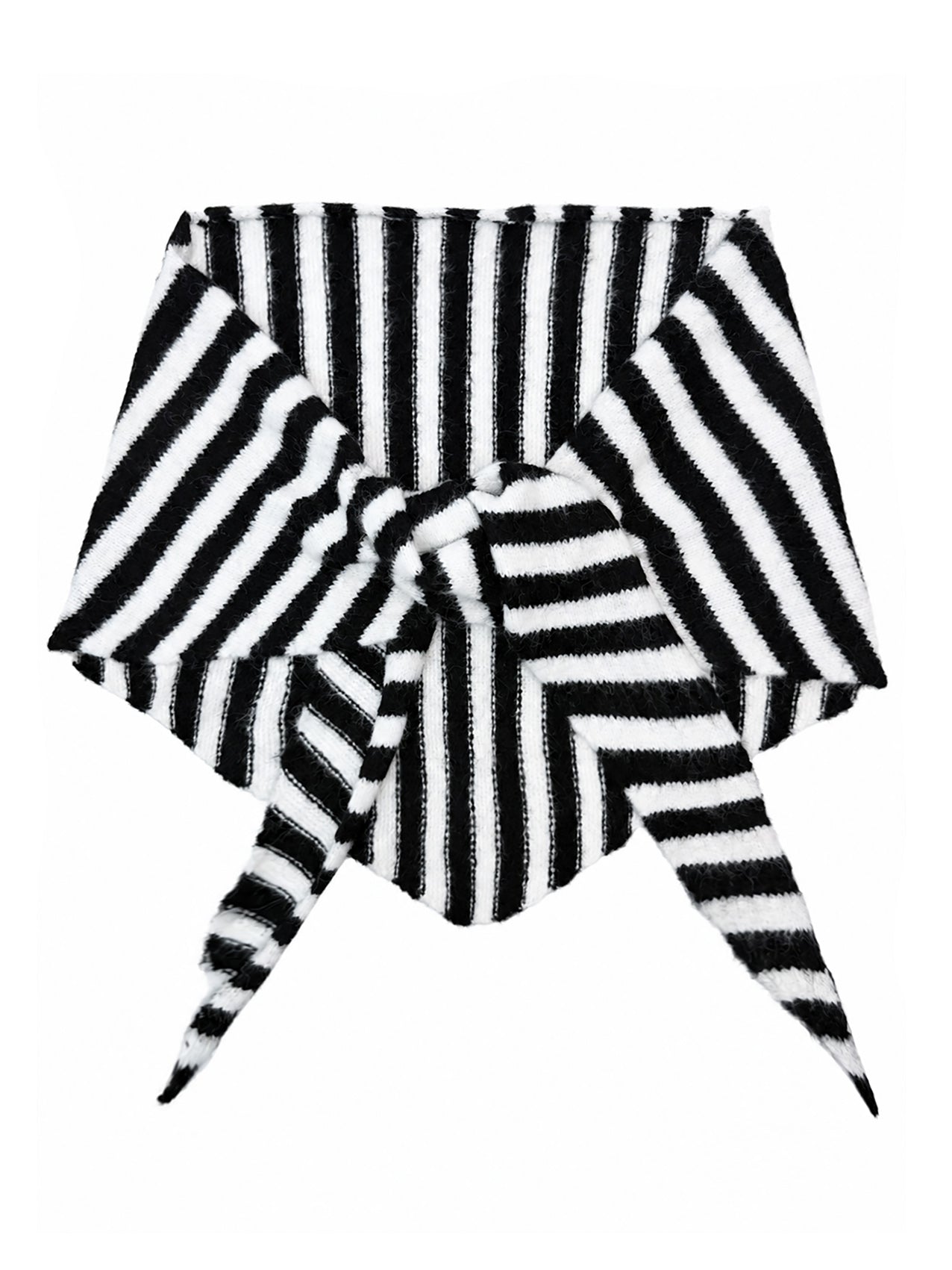 SF26120-380 Soft Stripes Print Knit Triangle Scarf
