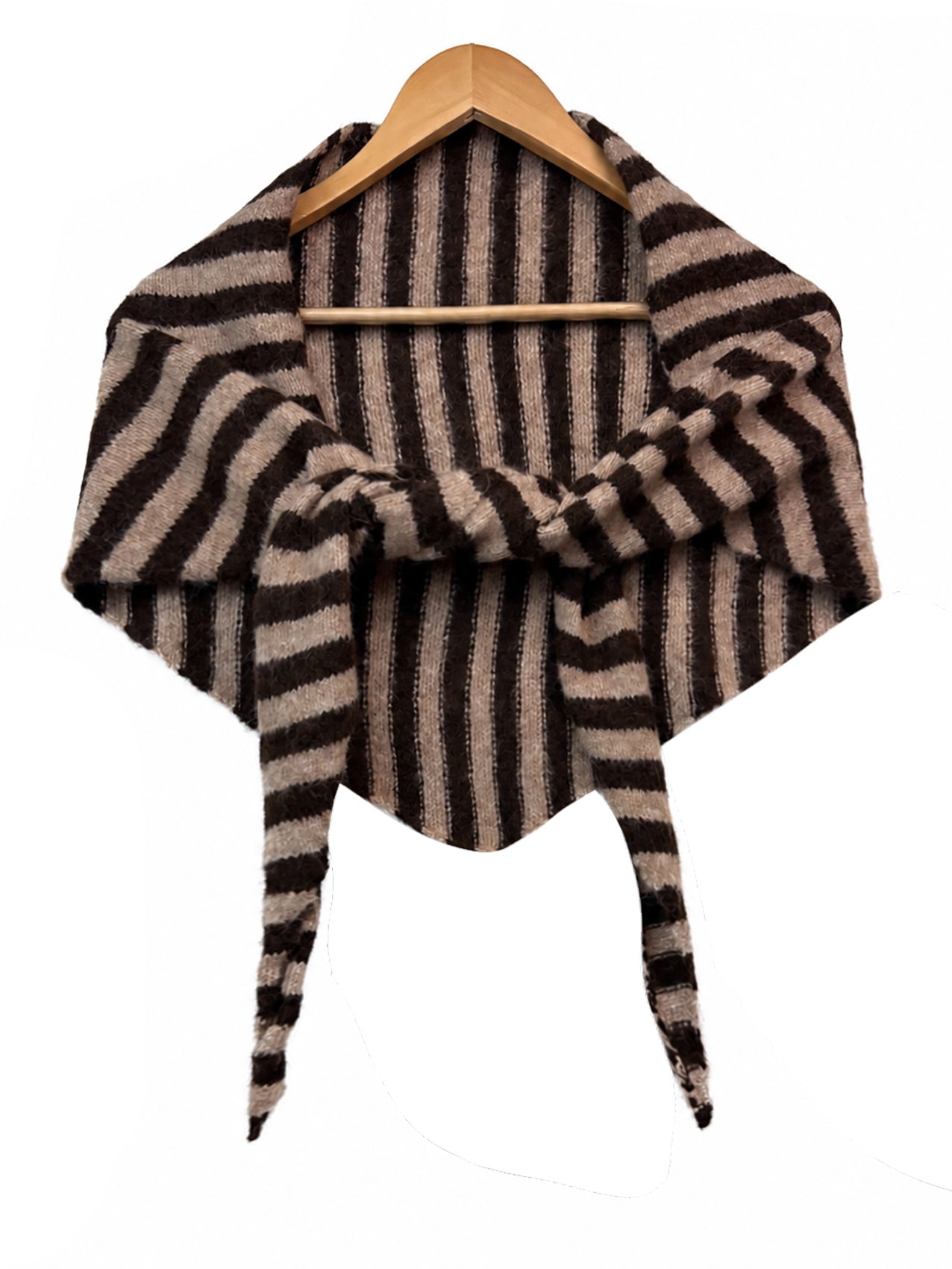 SF26120-380 Soft Stripes Print Knit Triangle Scarf