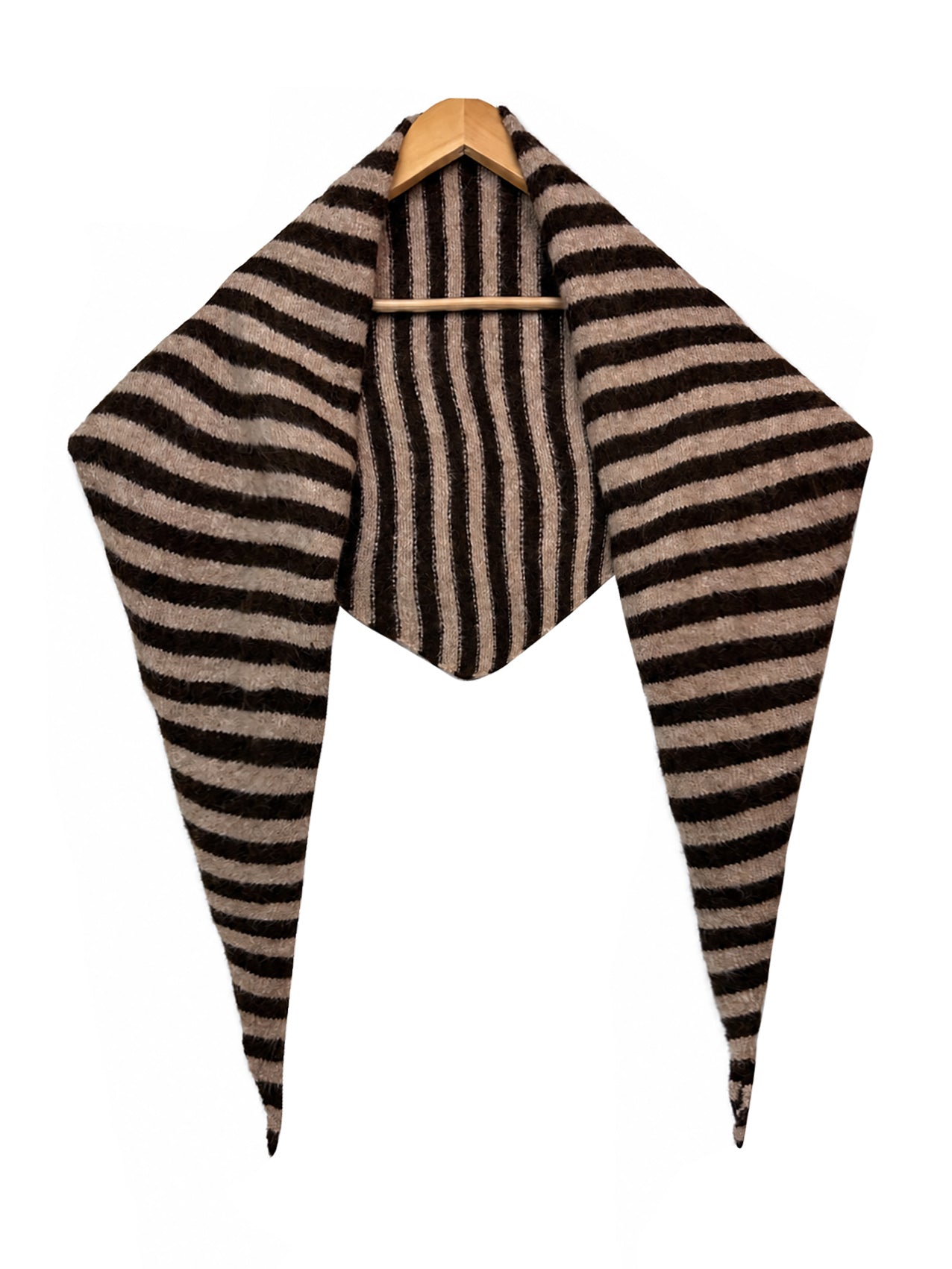 SF26120-380 Soft Stripes Print Knit Triangle Scarf