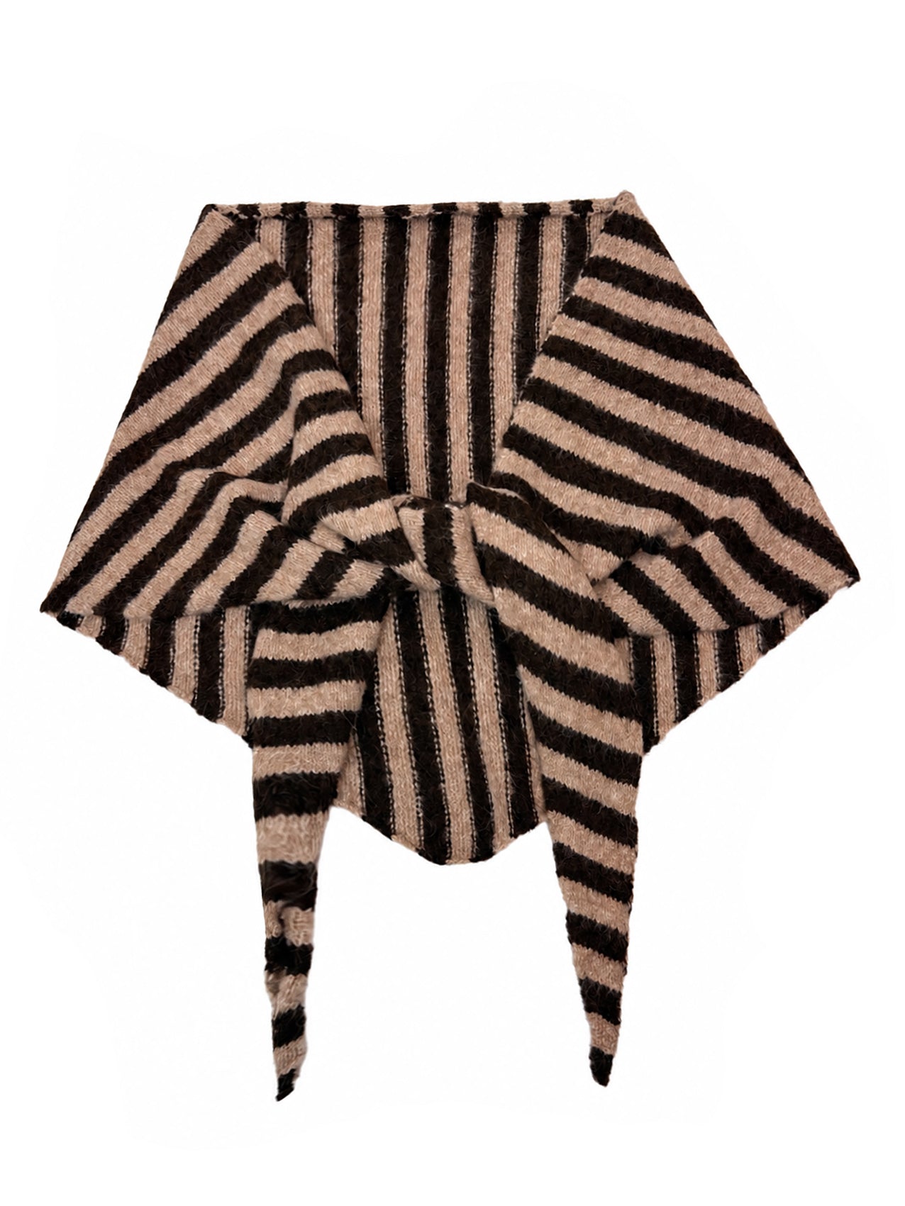 SF26120-380 Soft Stripes Print Knit Triangle Scarf