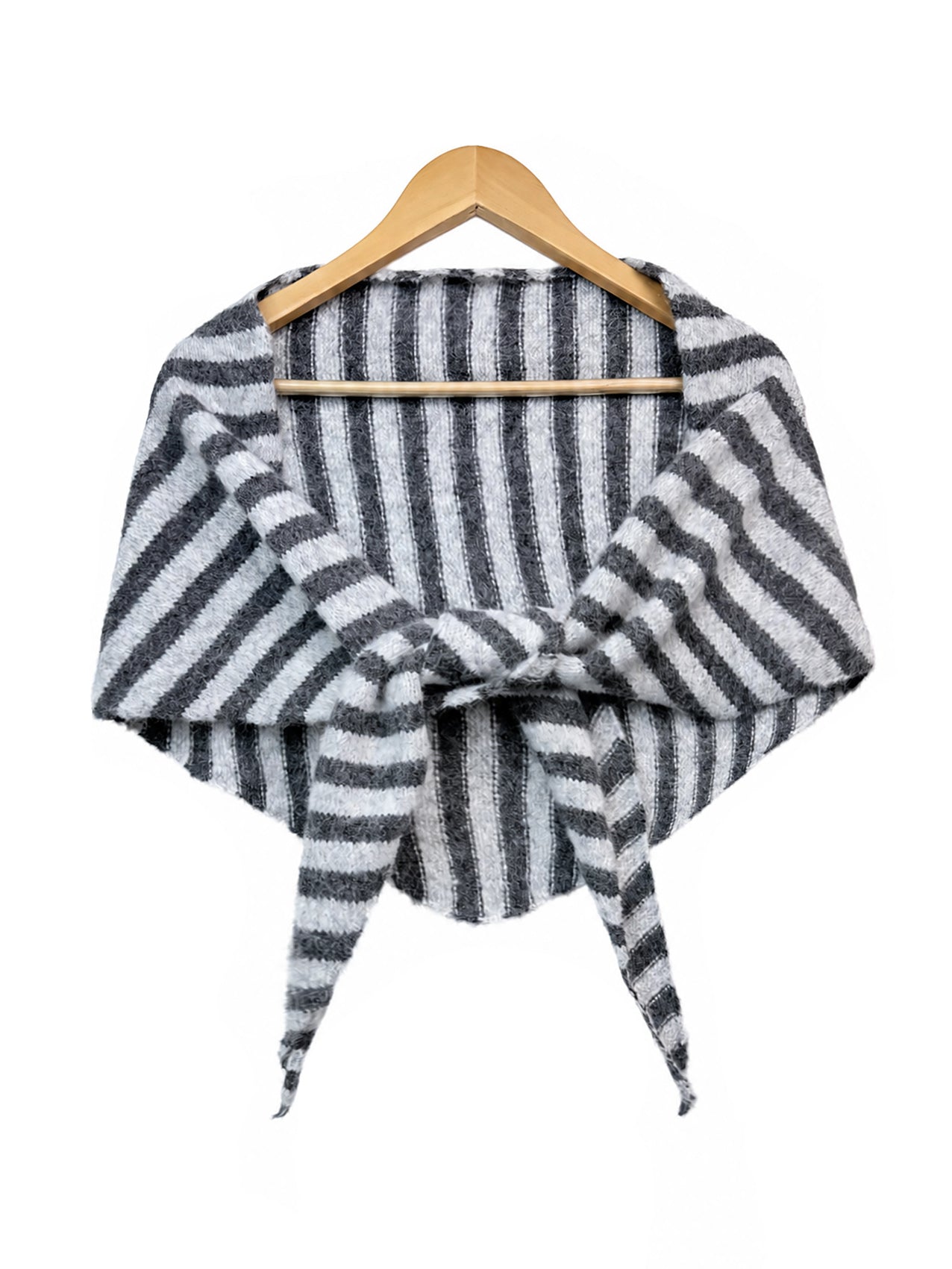 SF26120-380 Soft Stripes Print Knit Triangle Scarf