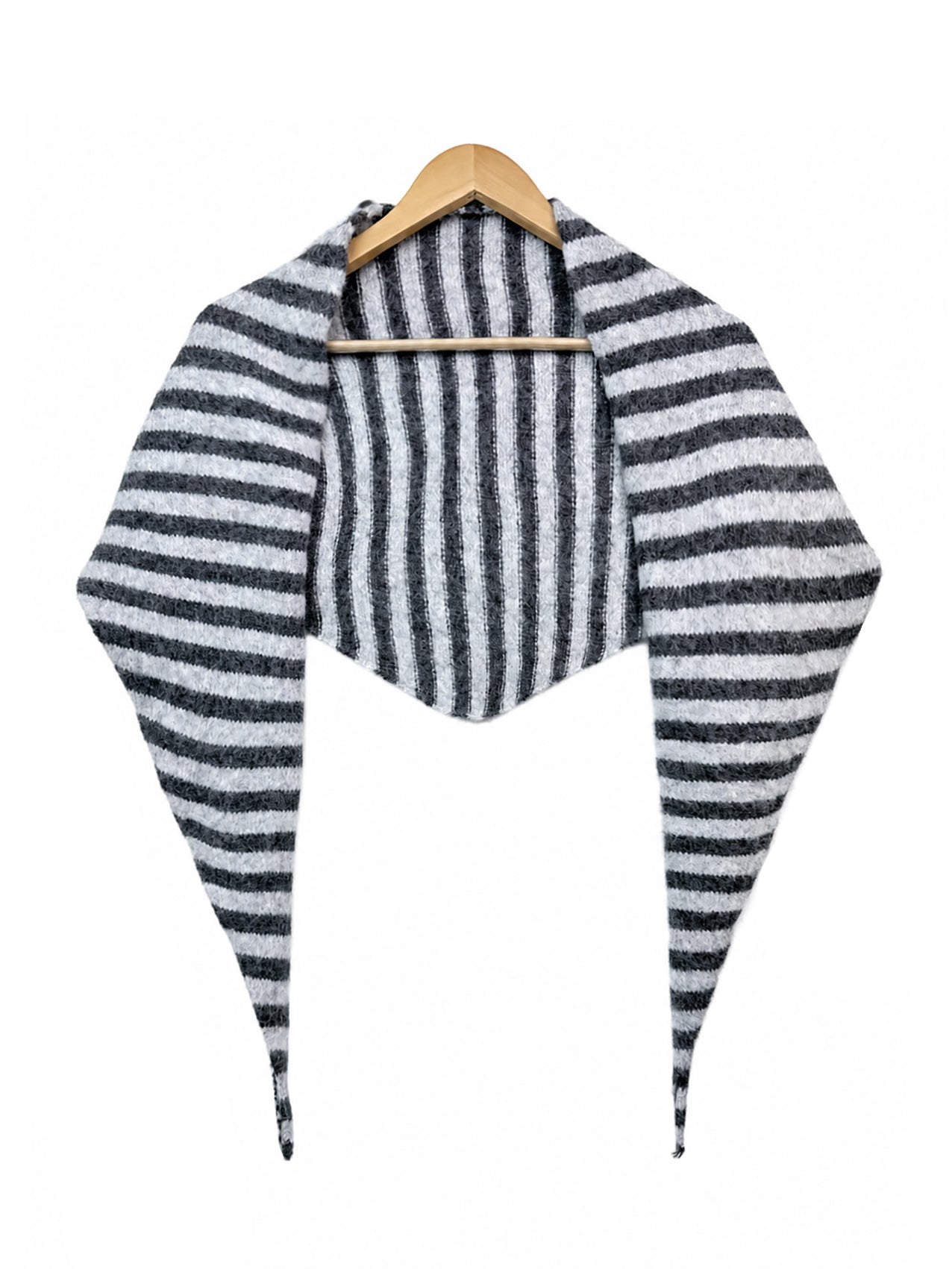 SF26120-380 Soft Stripes Print Knit Triangle Scarf