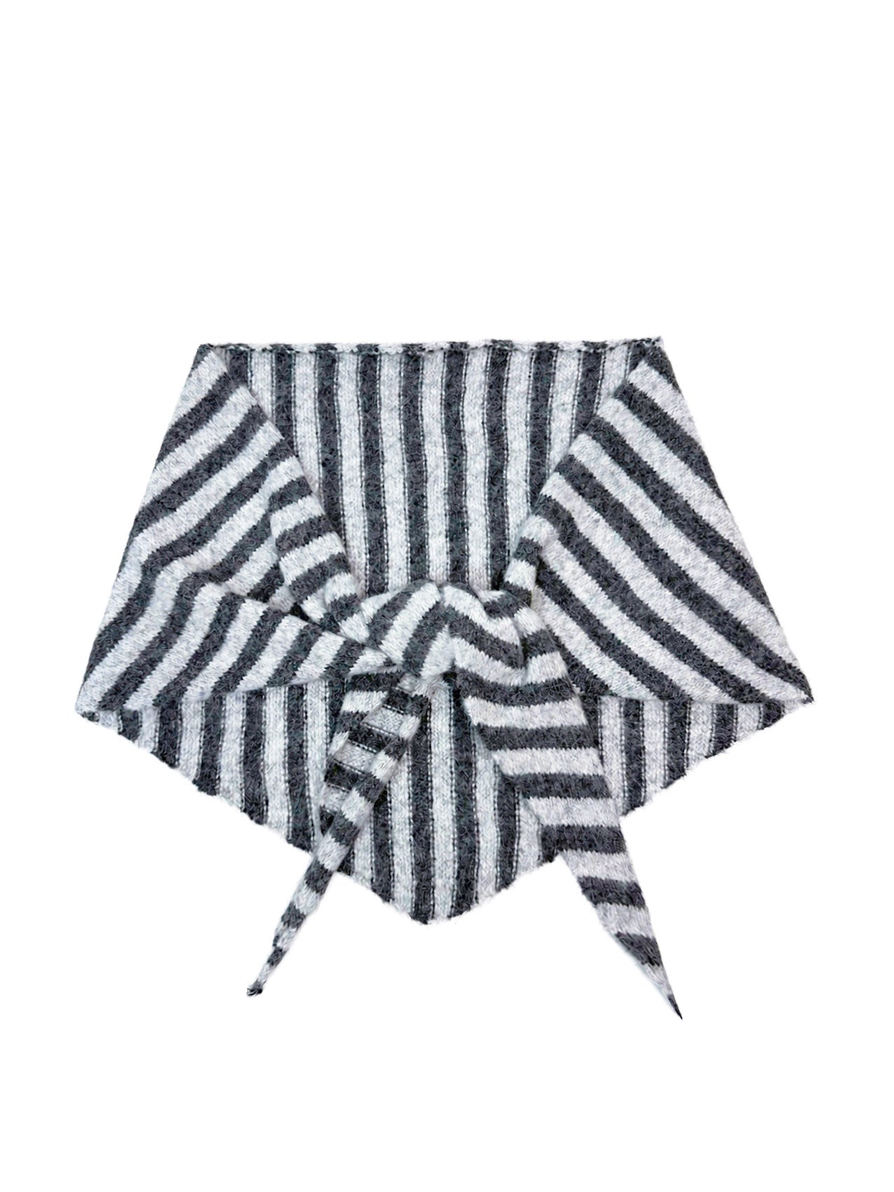 SF26120-380 Soft Stripes Print Knit Triangle Scarf