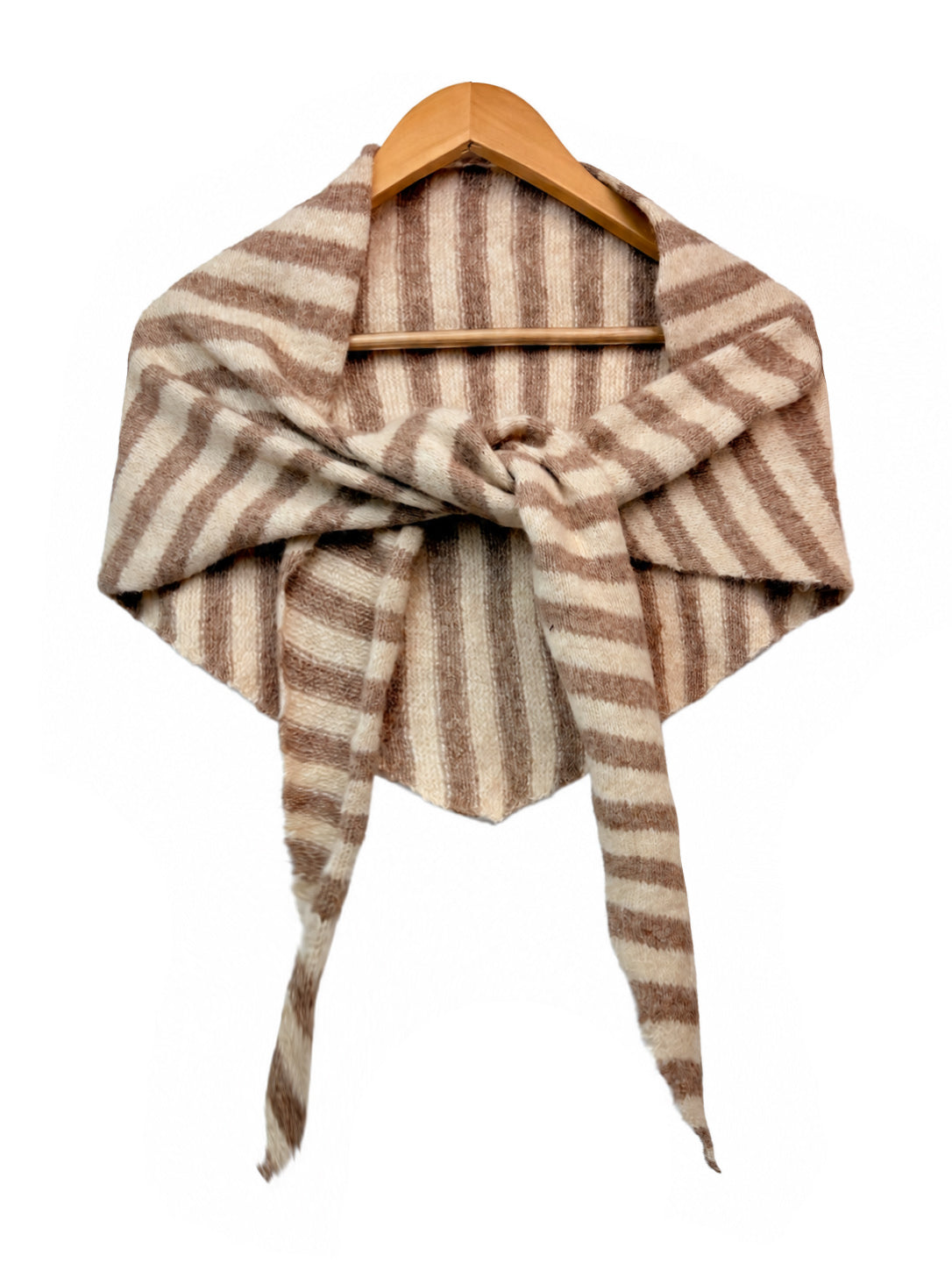 SF26120-380 Soft Stripes Print Knit Triangle Scarf