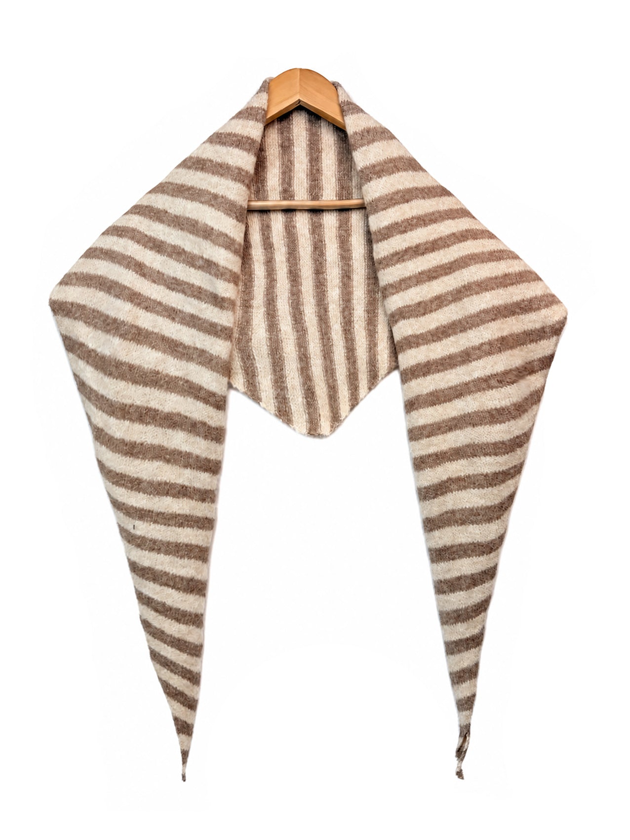 SF26120-380 Soft Stripes Print Knit Triangle Scarf