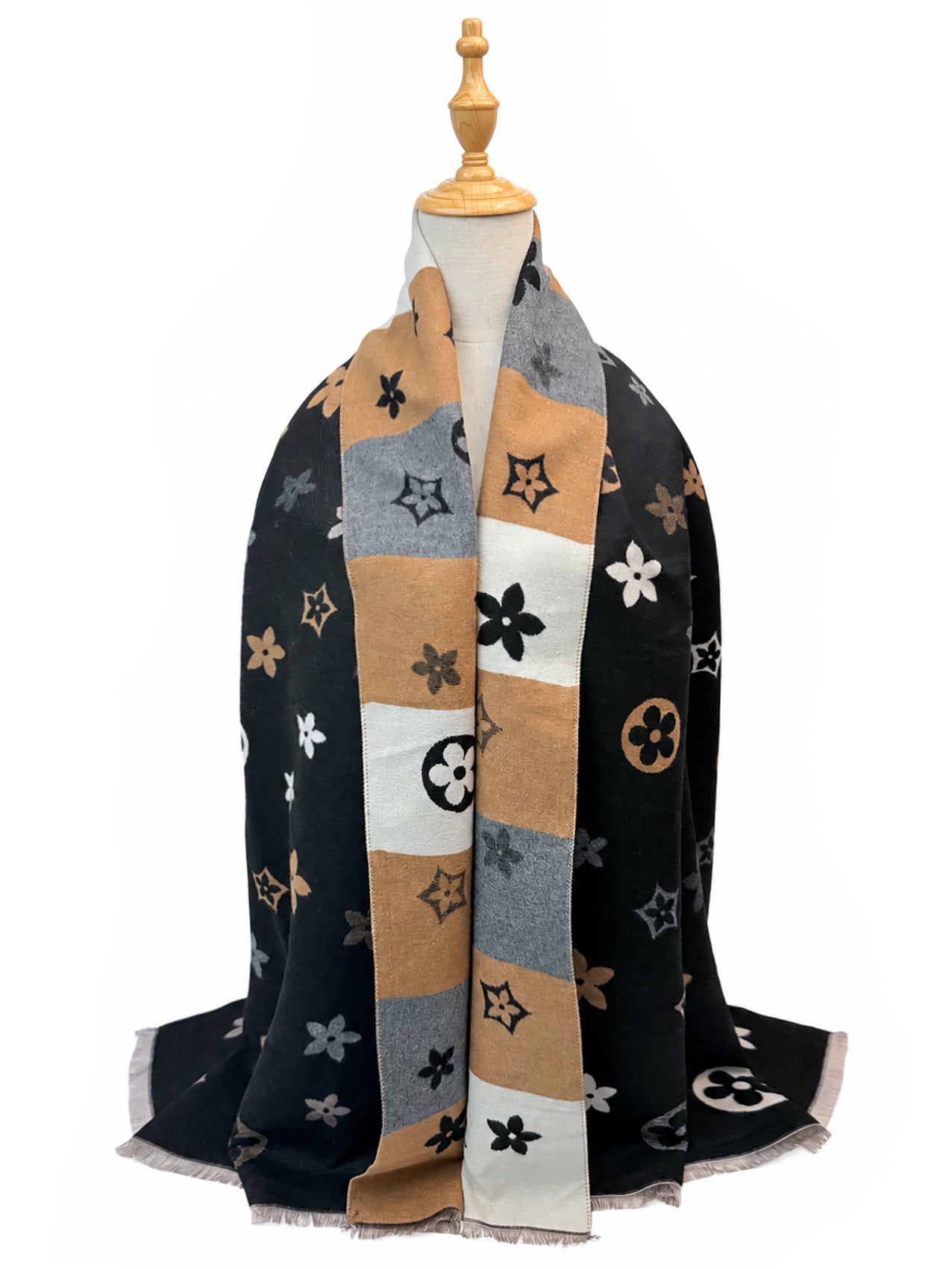 SF26125-403 Star Flower Monogram Print Scarf