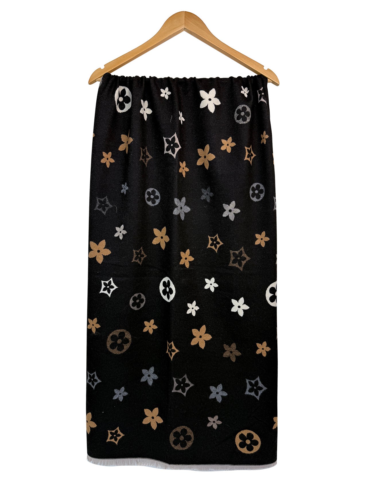 SF26125-403 Star Flower Monogram Print Scarf