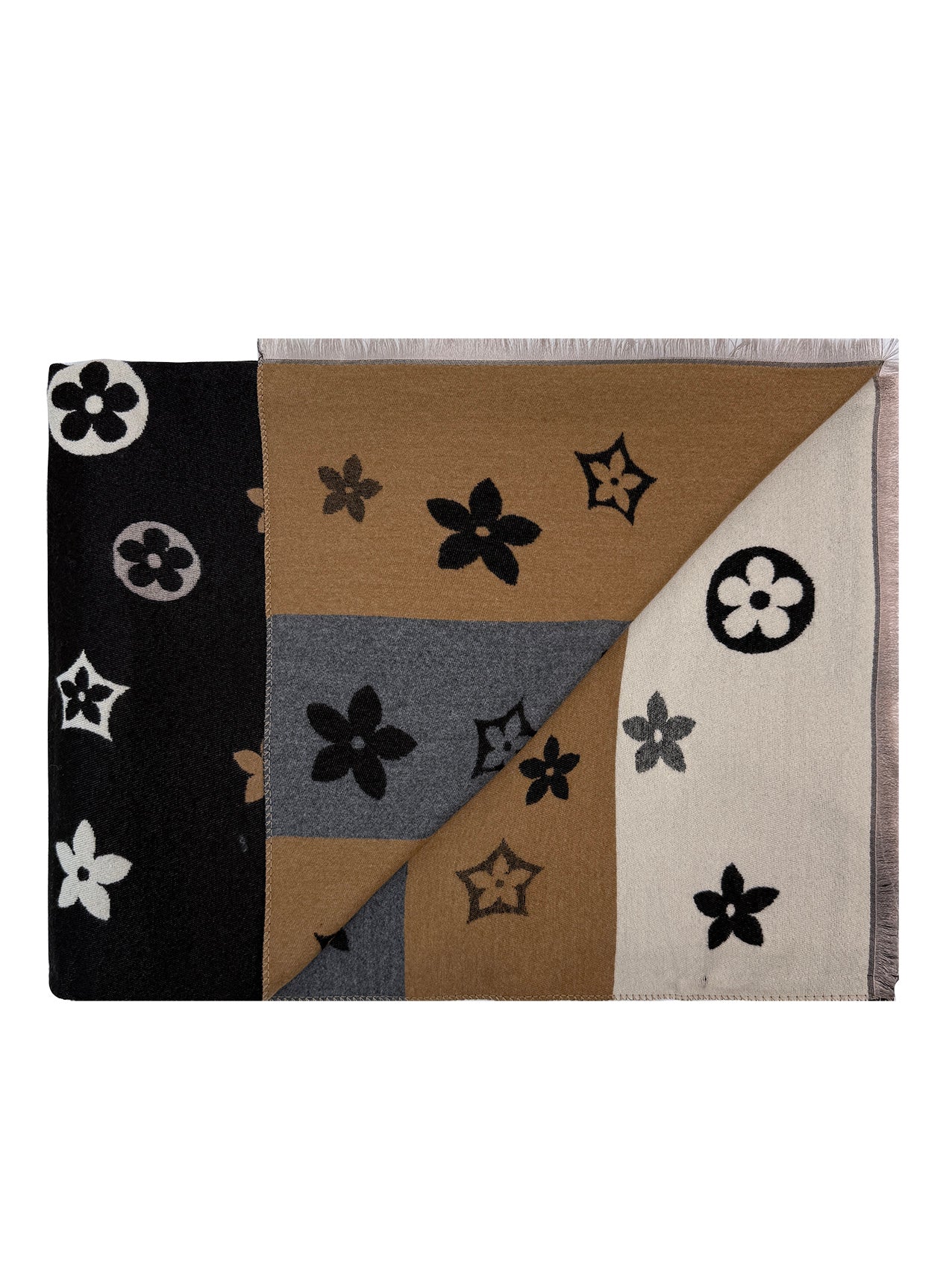 SF26125-403 Star Flower Monogram Print Scarf