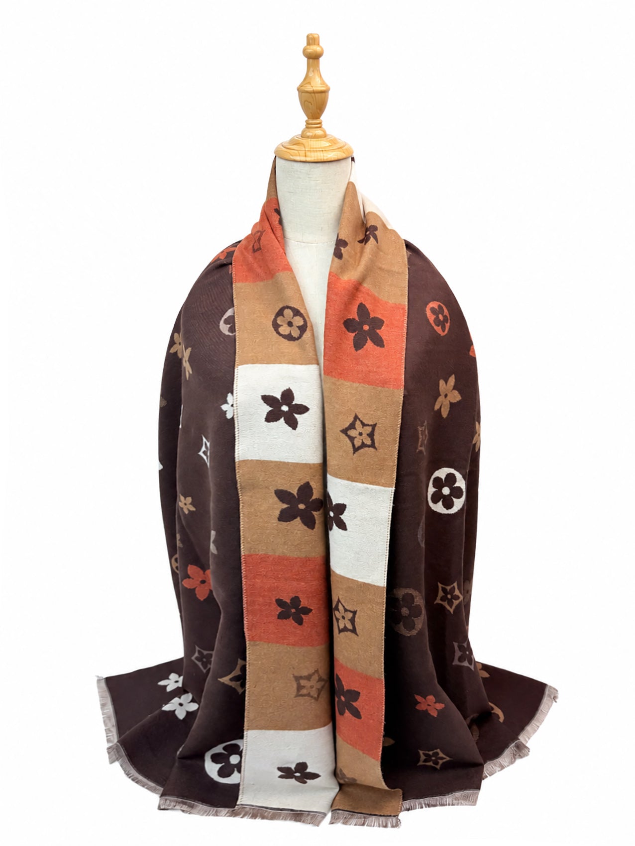 SF26125-403 Star Flower Monogram Print Scarf