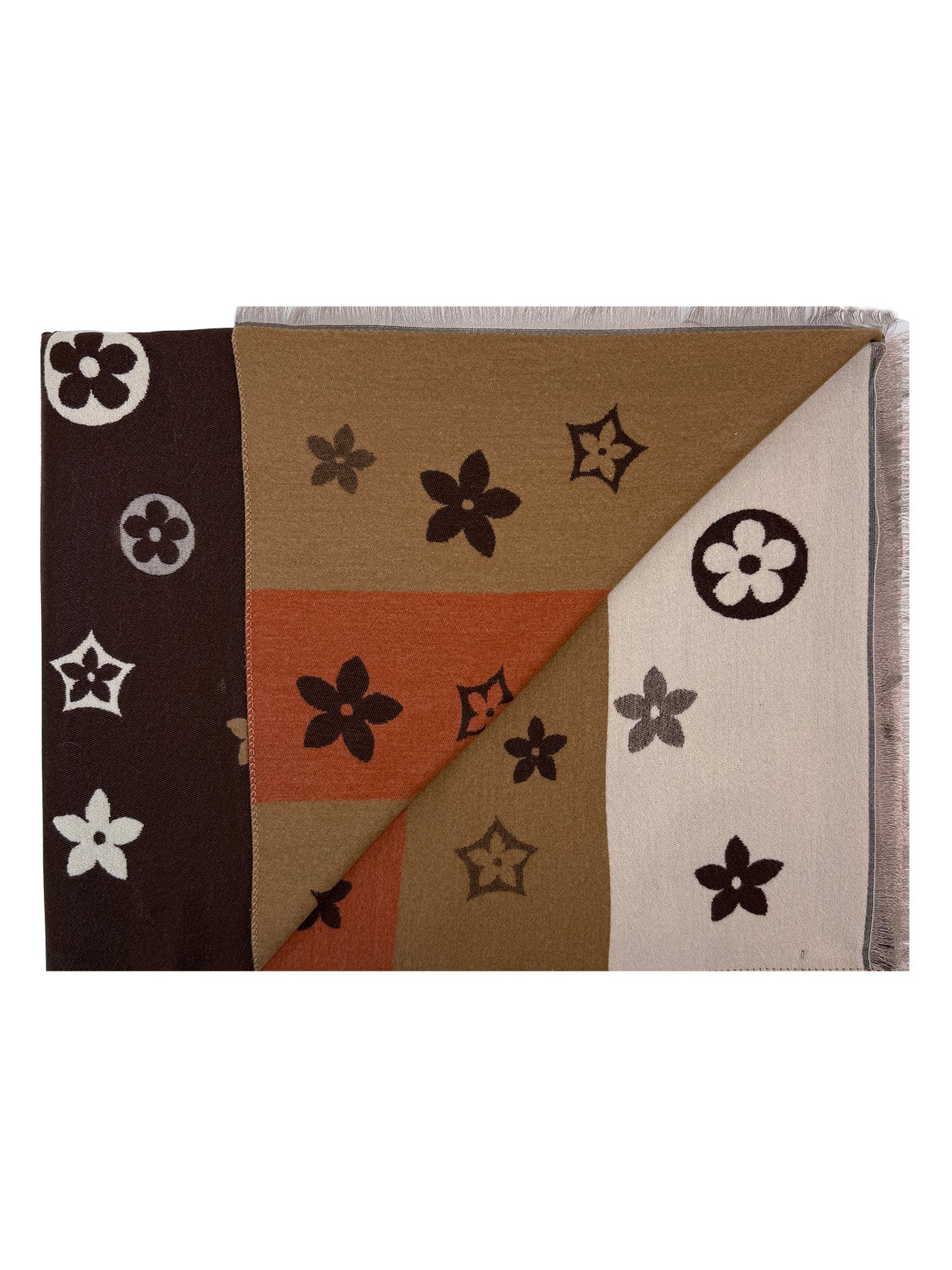 SF26125-403 Star Flower Monogram Print Scarf