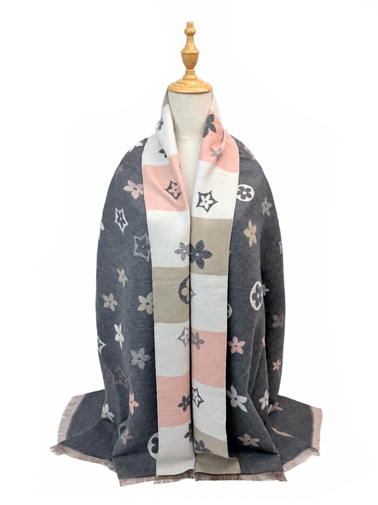 SF26125-403 Star Flower Monogram Print Scarf