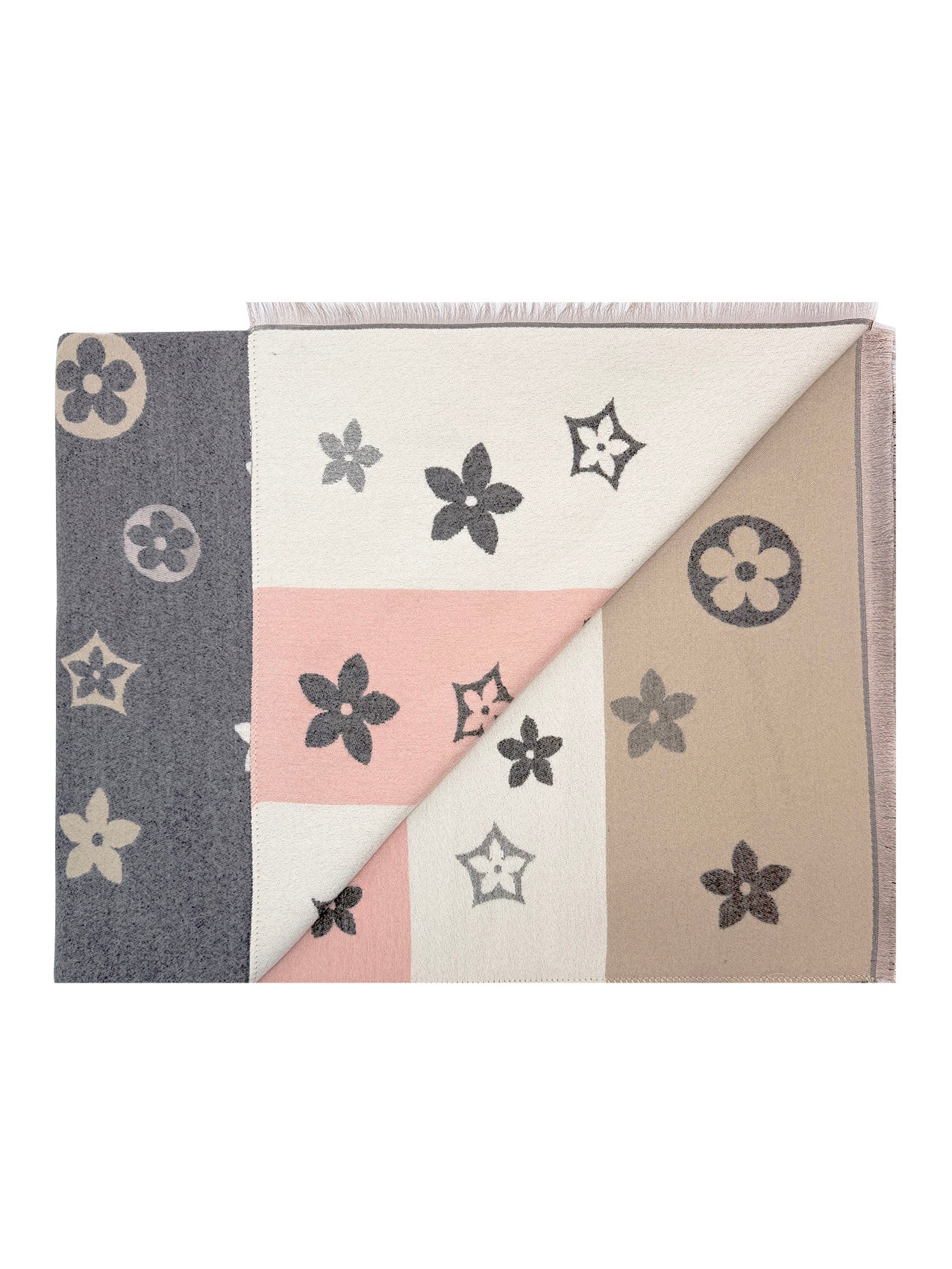 SF26125-403 Star Flower Monogram Print Scarf