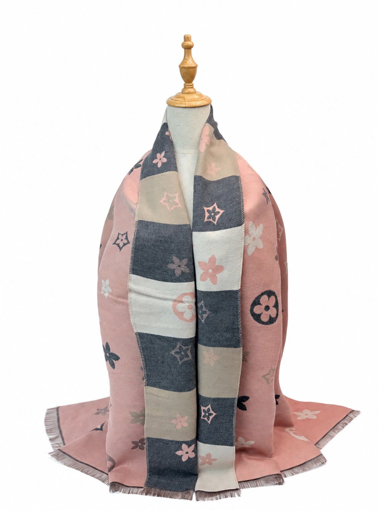 SF26125-403 Star Flower Monogram Print Scarf