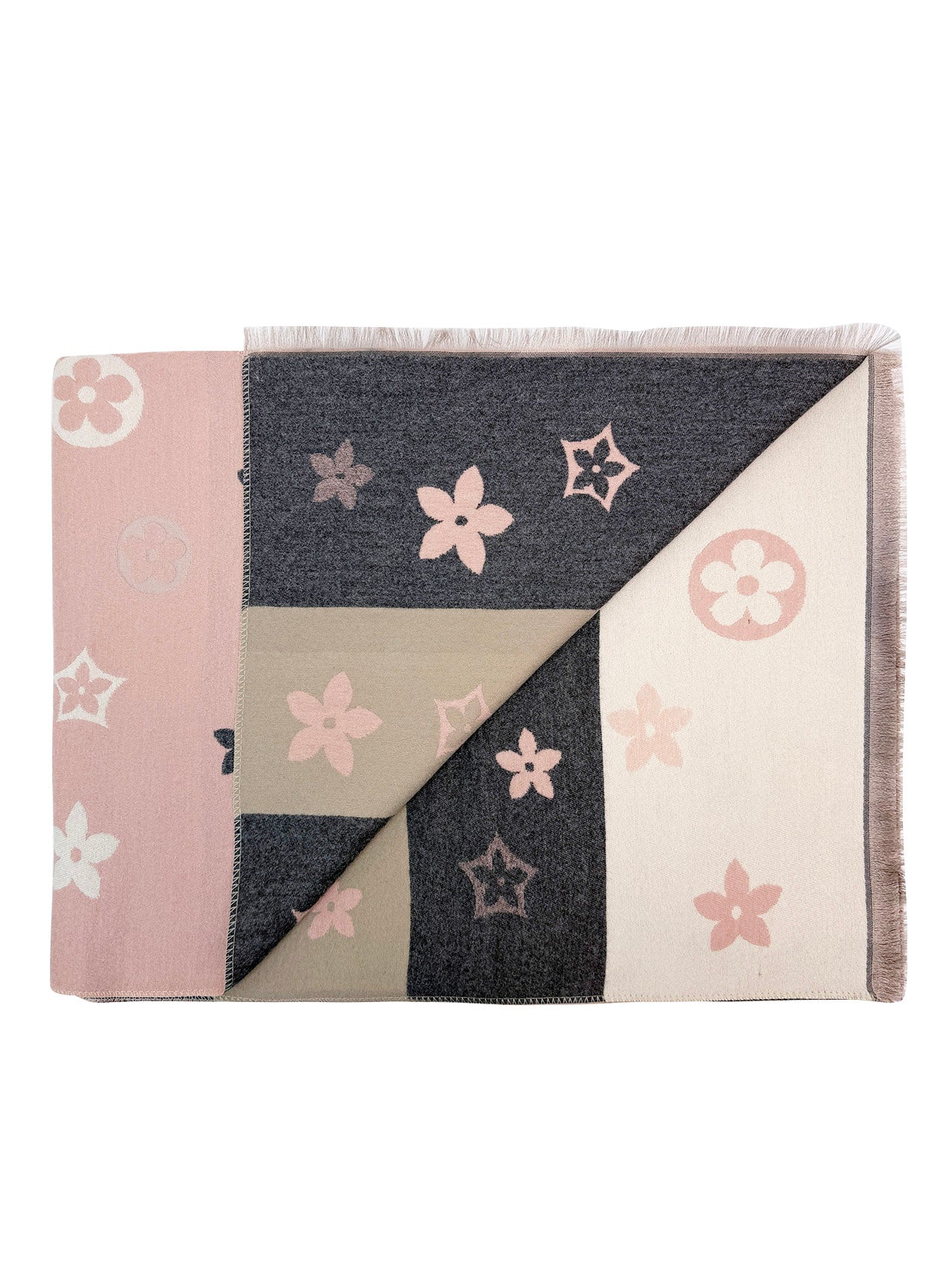 SF26125-403 Star Flower Monogram Print Scarf