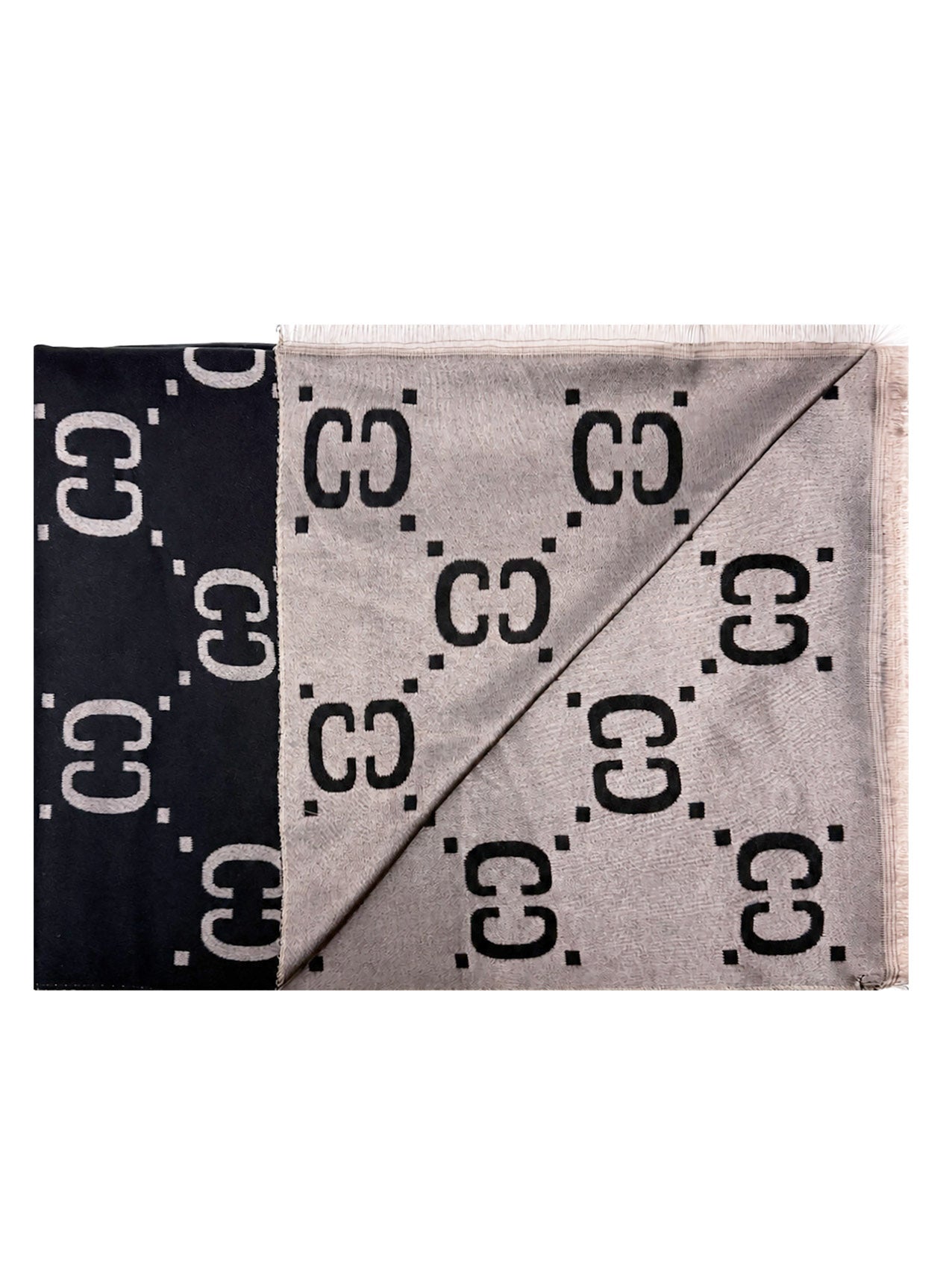SF26130-402 Monogram Print Reversible Scarf
