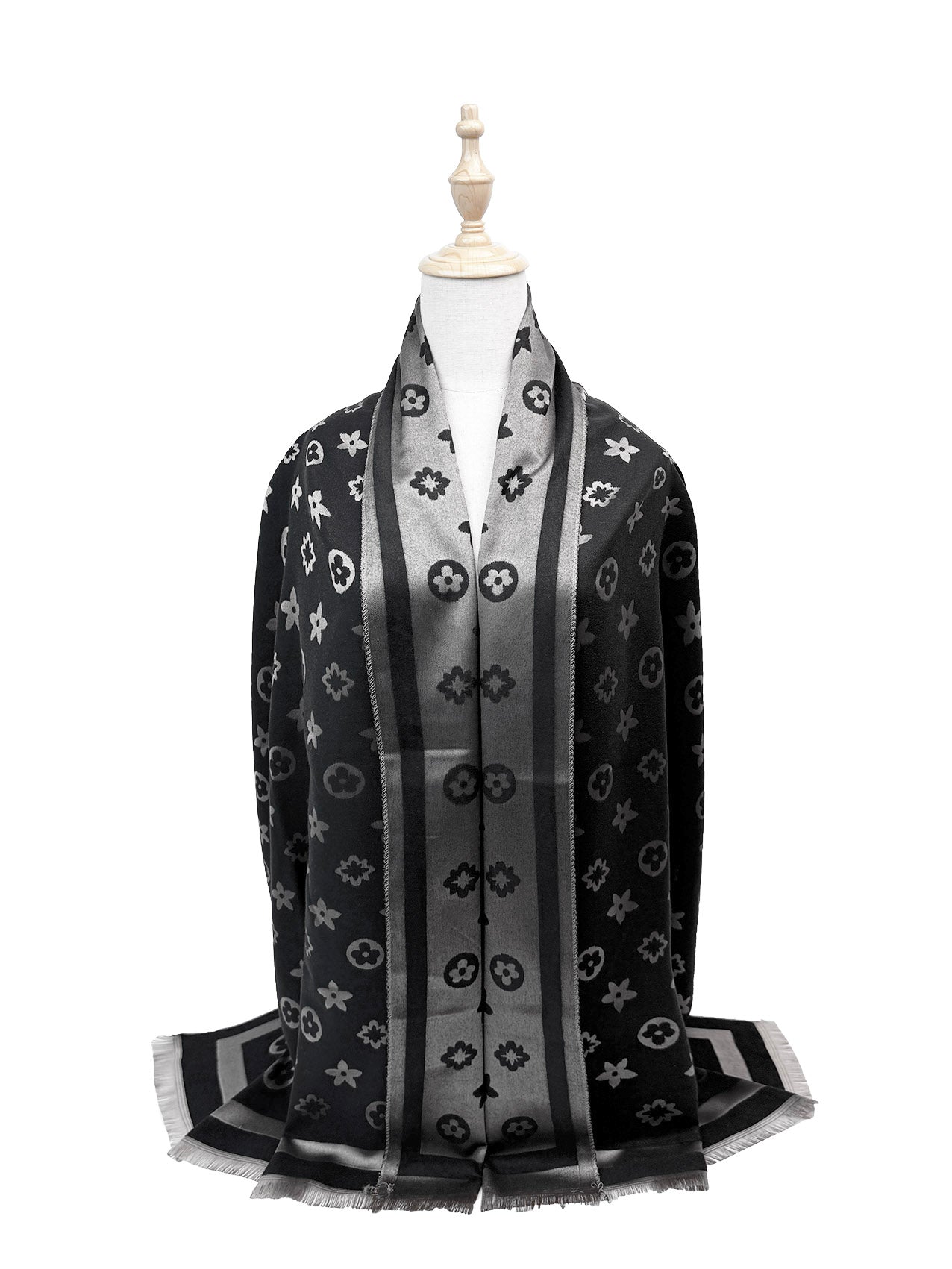 SF26130-437 Monogram Star Flower Print Scarf