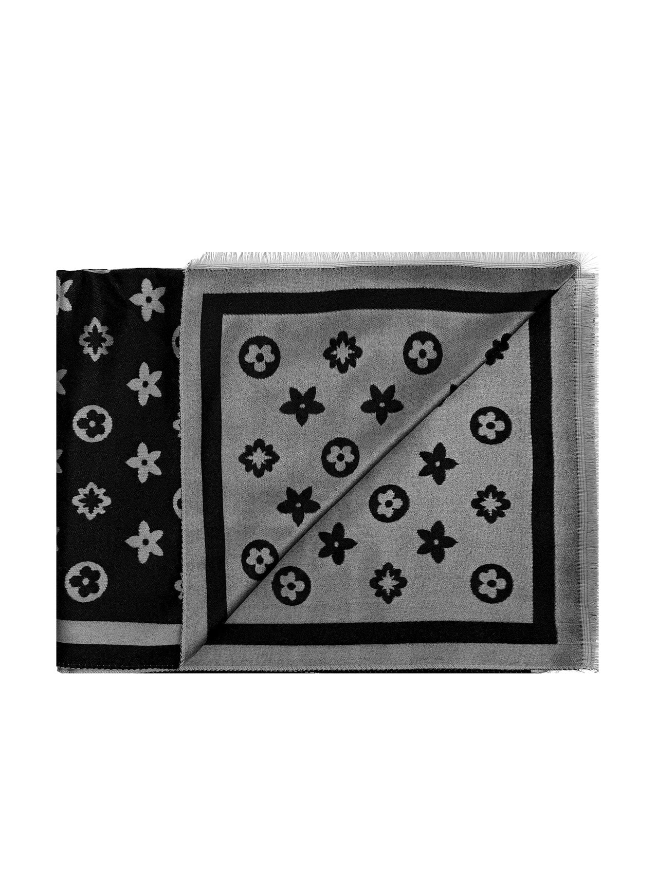 SF26130-437 Monogram Star Flower Print Scarf