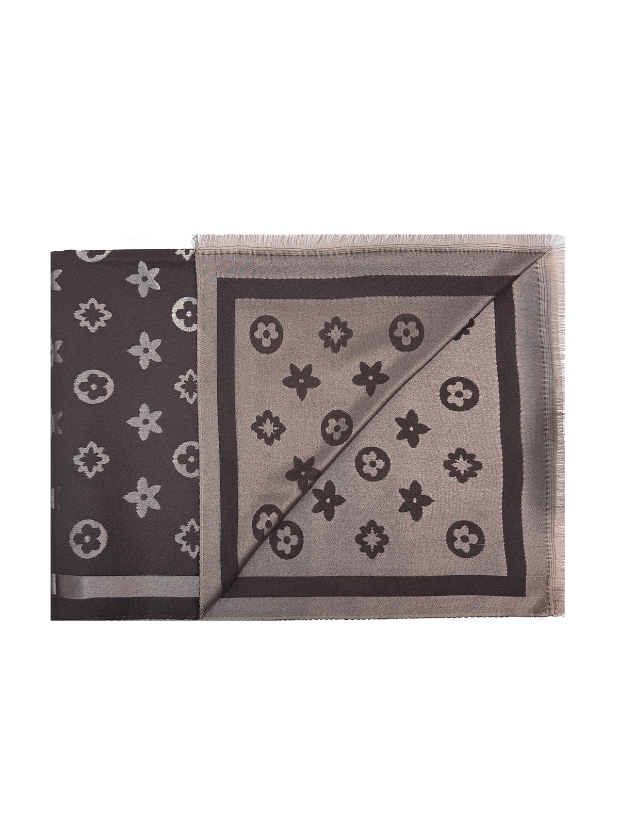 SF26130-437 Monogram Star Flower Print Scarf